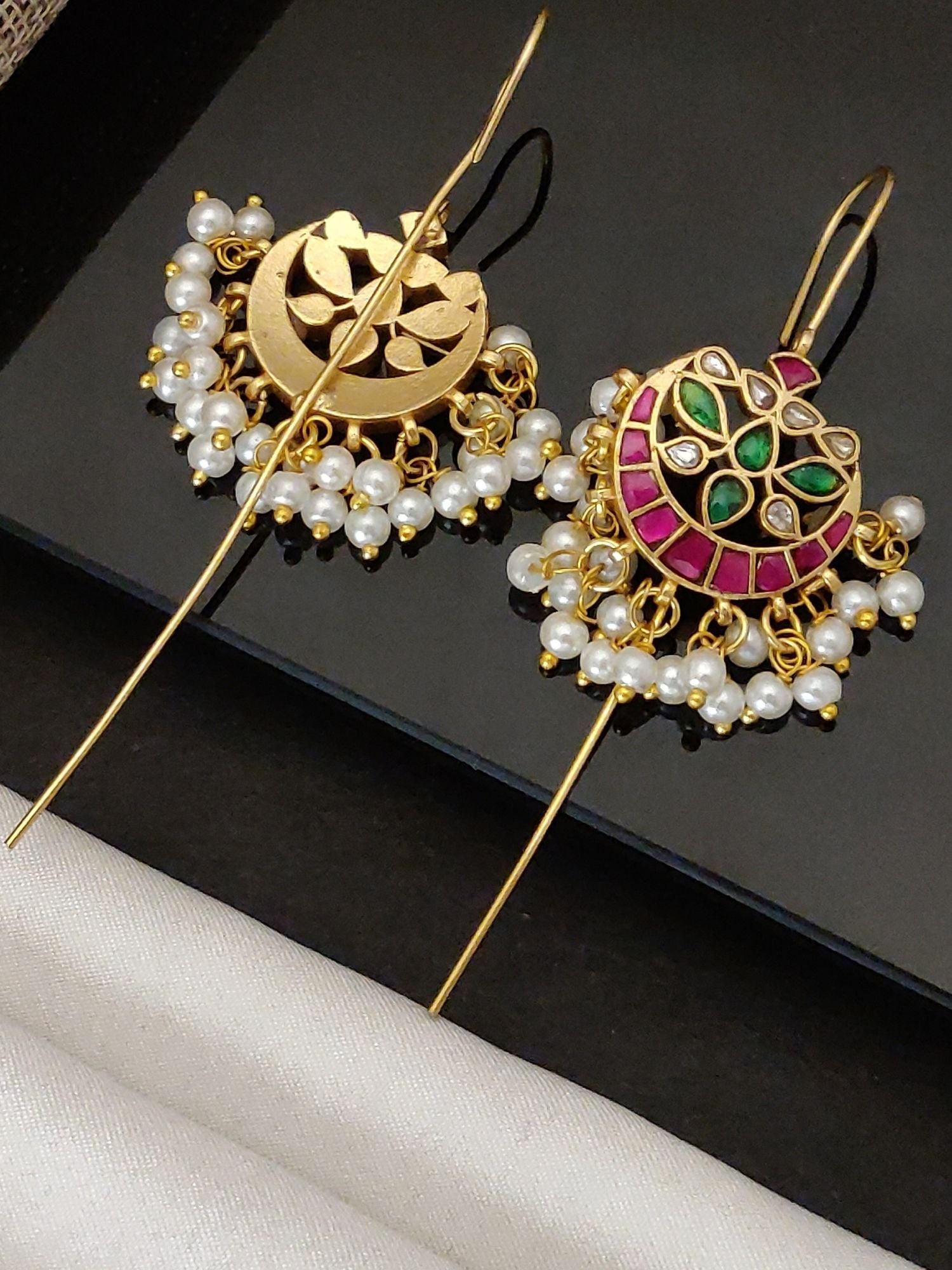 Abdesigns Gold Plated Kempstone Studed Bugadi Earring