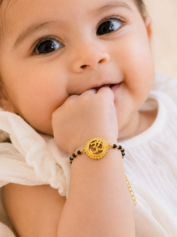 925 Sterling Silver Gold Plated Om Baby Nazariya Bracelet