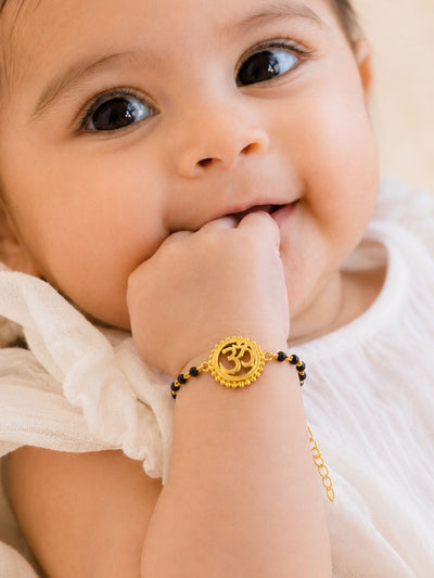 925 Sterling Silver Gold Plated Om Baby Nazariya Bracelet