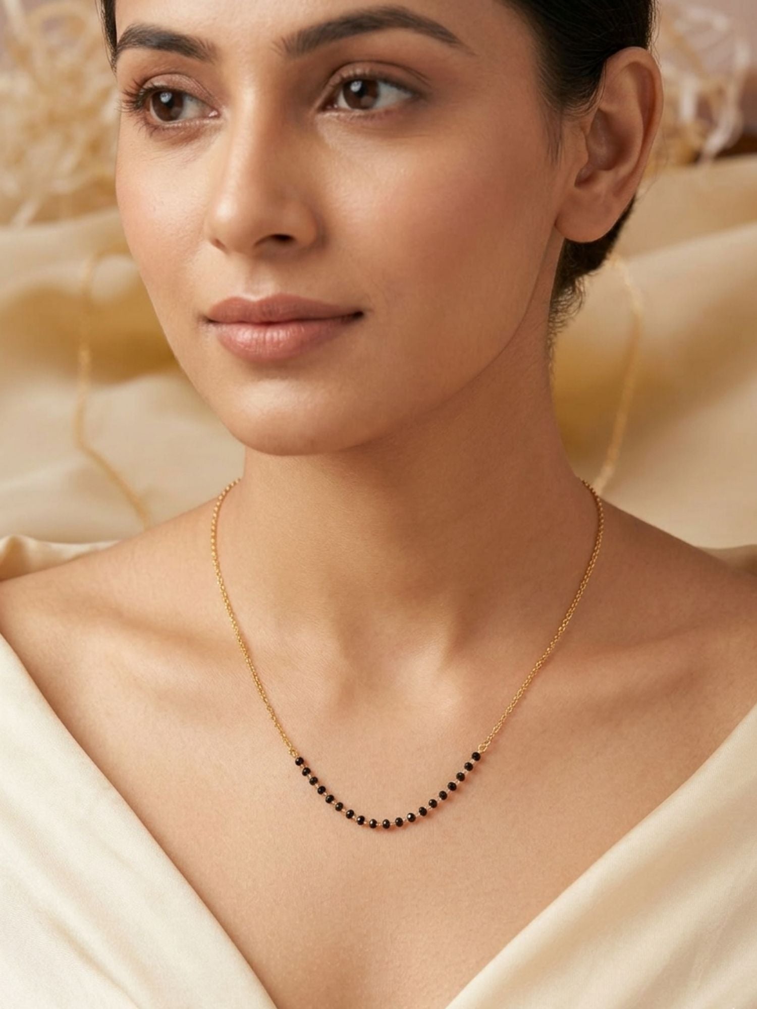 Black Beads Mangalsutra in Gold Plating – Minimal Daily Wear | Abdesigns