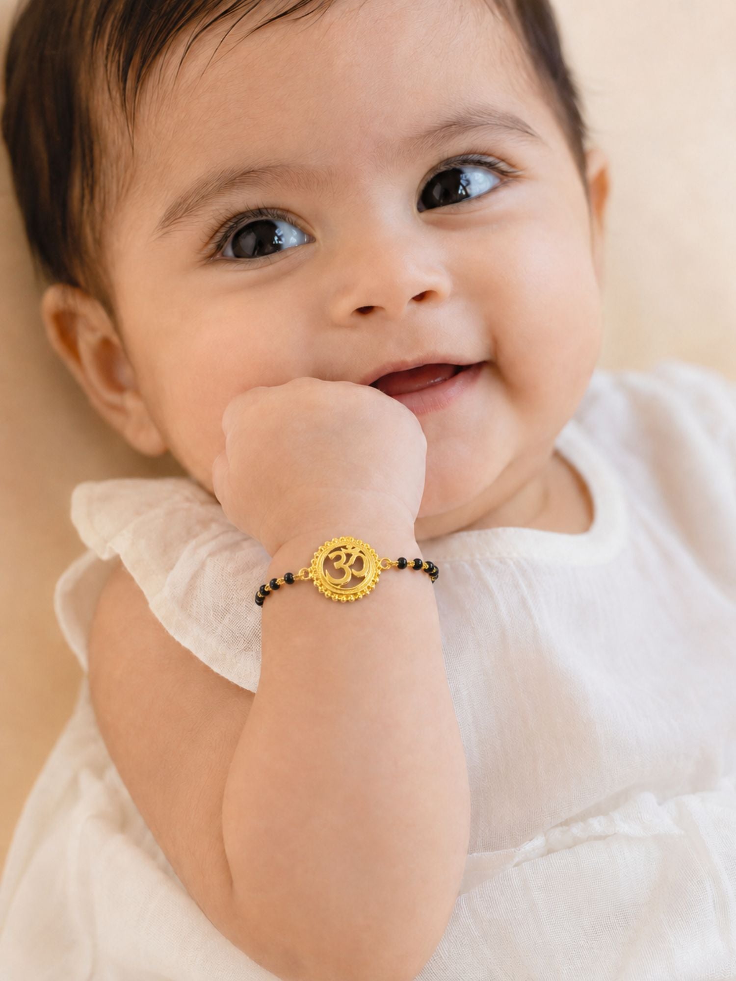 925 Sterling Silver Gold Plated Om Baby Nazariya Bracelet
