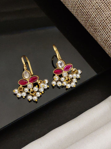 Abdesigns Gold Plated Kempstone Studed Bugadi Earring