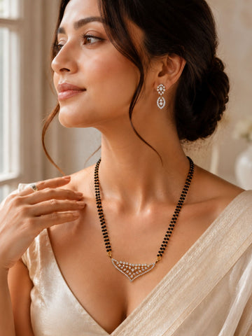 Solitaire Diamond Look Mangalsutra Set – Elegant Wedding Glam | Abdesigns