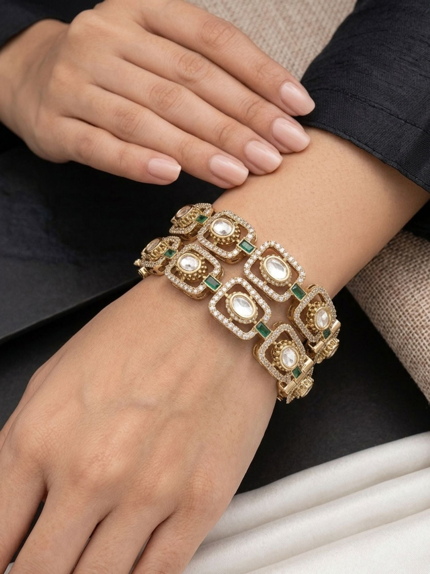Traditional Victorian Plated Square Polki Bangles - bangle by Abdesigns Jewellery