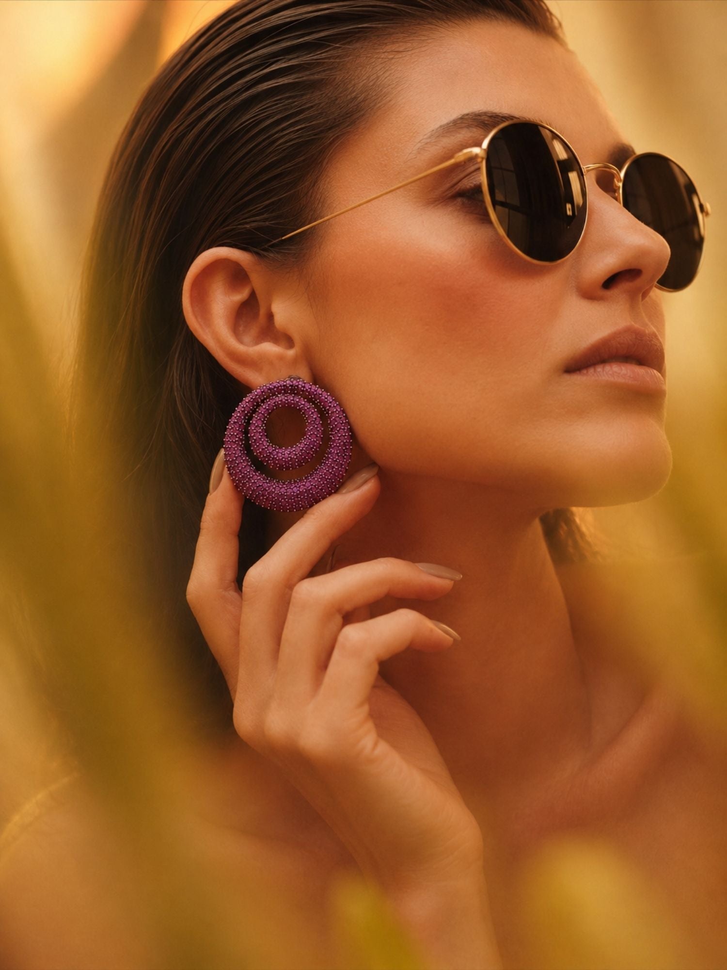 Victorian Pink Ruby Studded Circle Party Earrings | Abdesigns