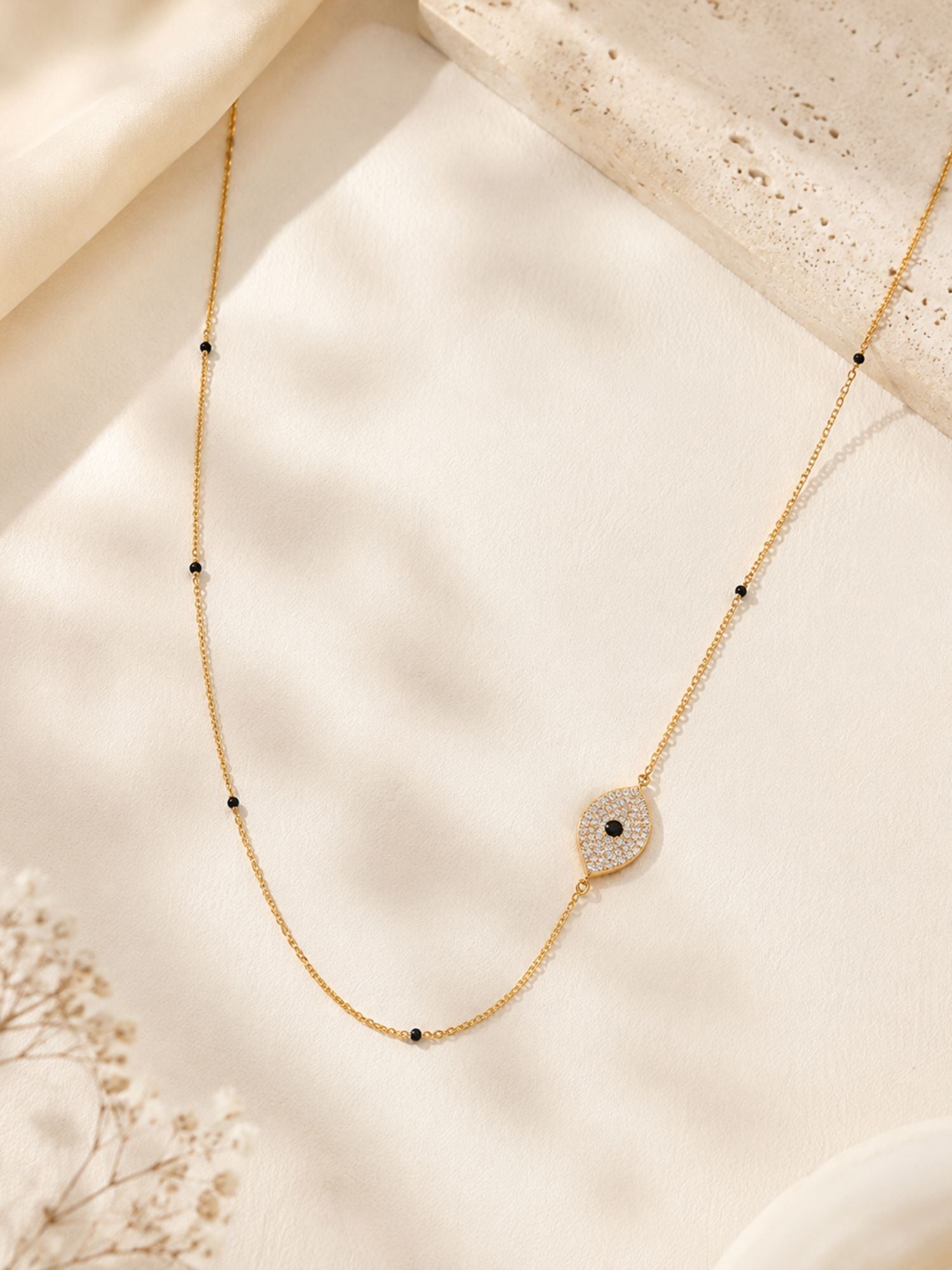 Silver Plated Evil Eye Mangalsutra for Women with Black Beads