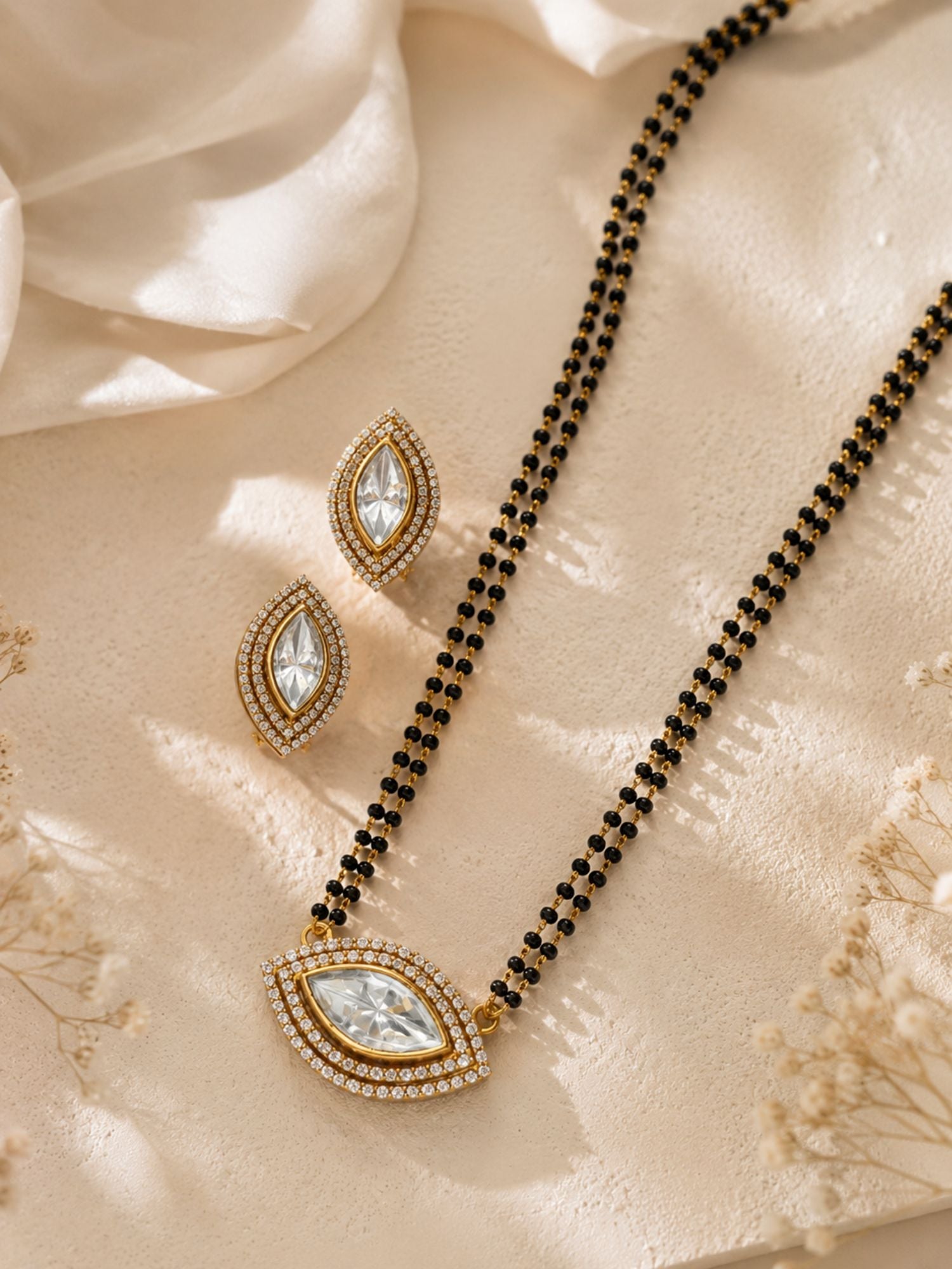 American Diamond Mangalsutra Set in Gold Plating – Elegant Bridal Wear | Abdesigns Jewellery
