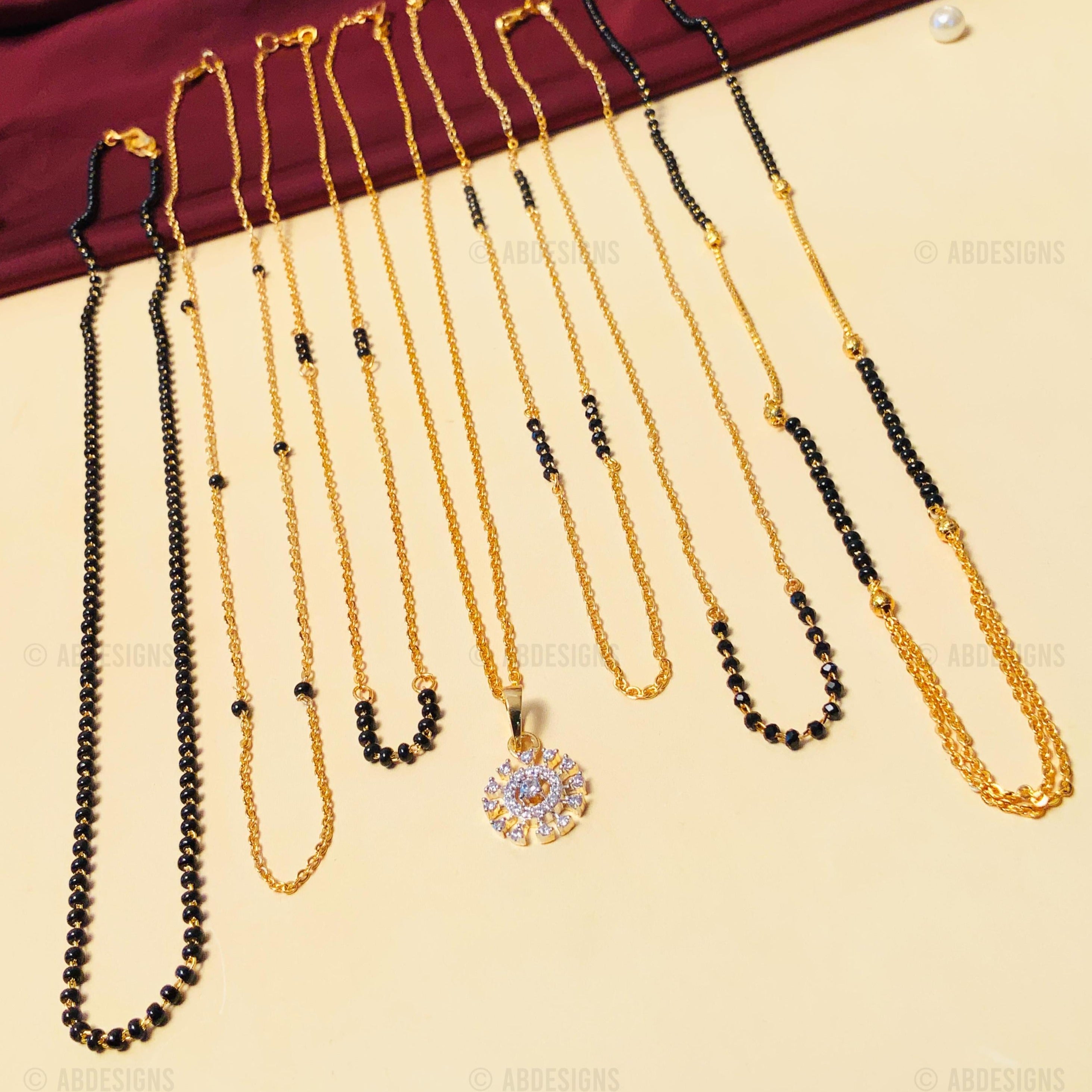 Versatile High Quality Gold Plated American Diamond Mangalsutra Combo
