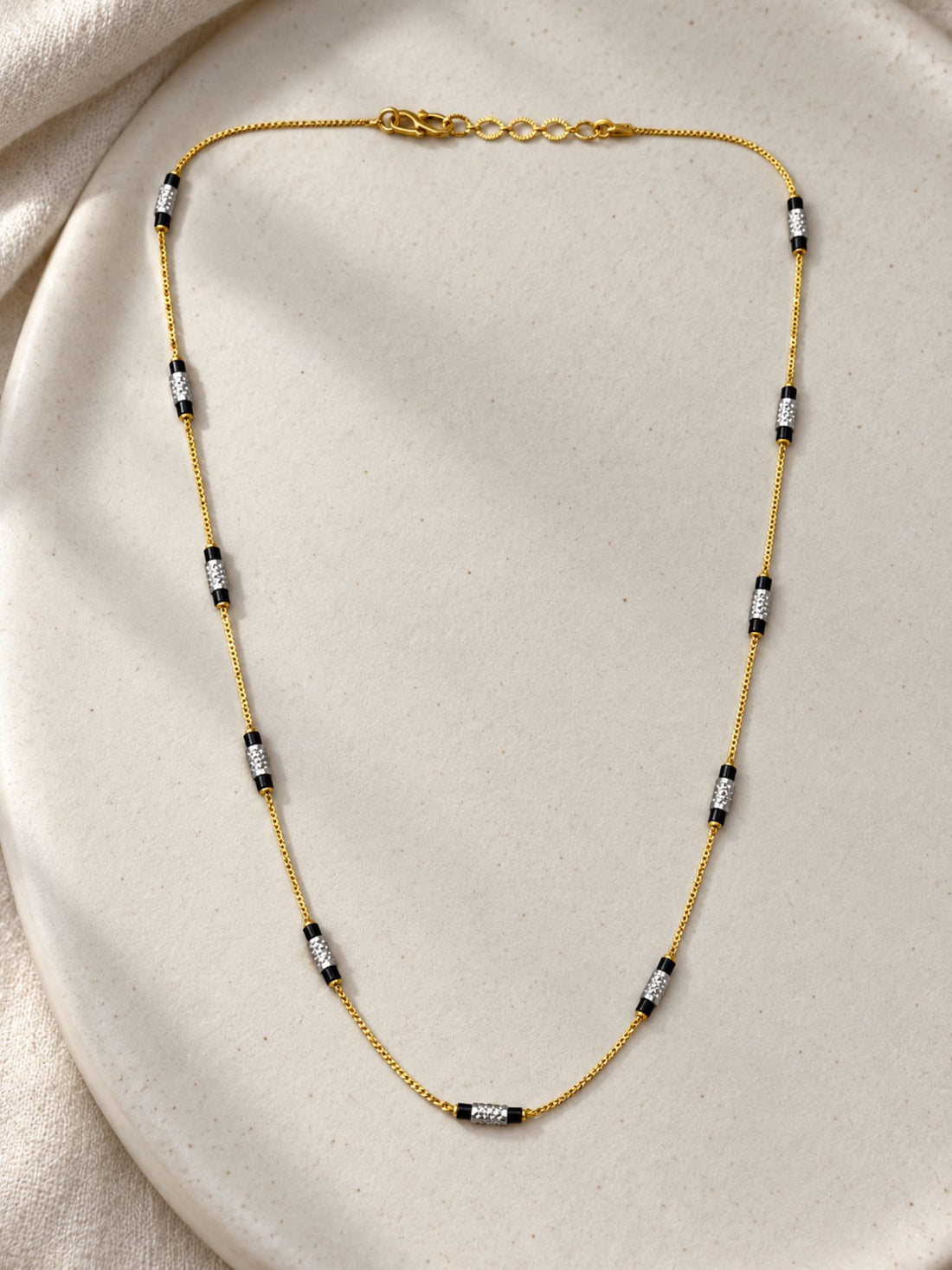 Set of 2 Gold Plated Black Bead Multicolor Charm Mangalsutra Combo for Women