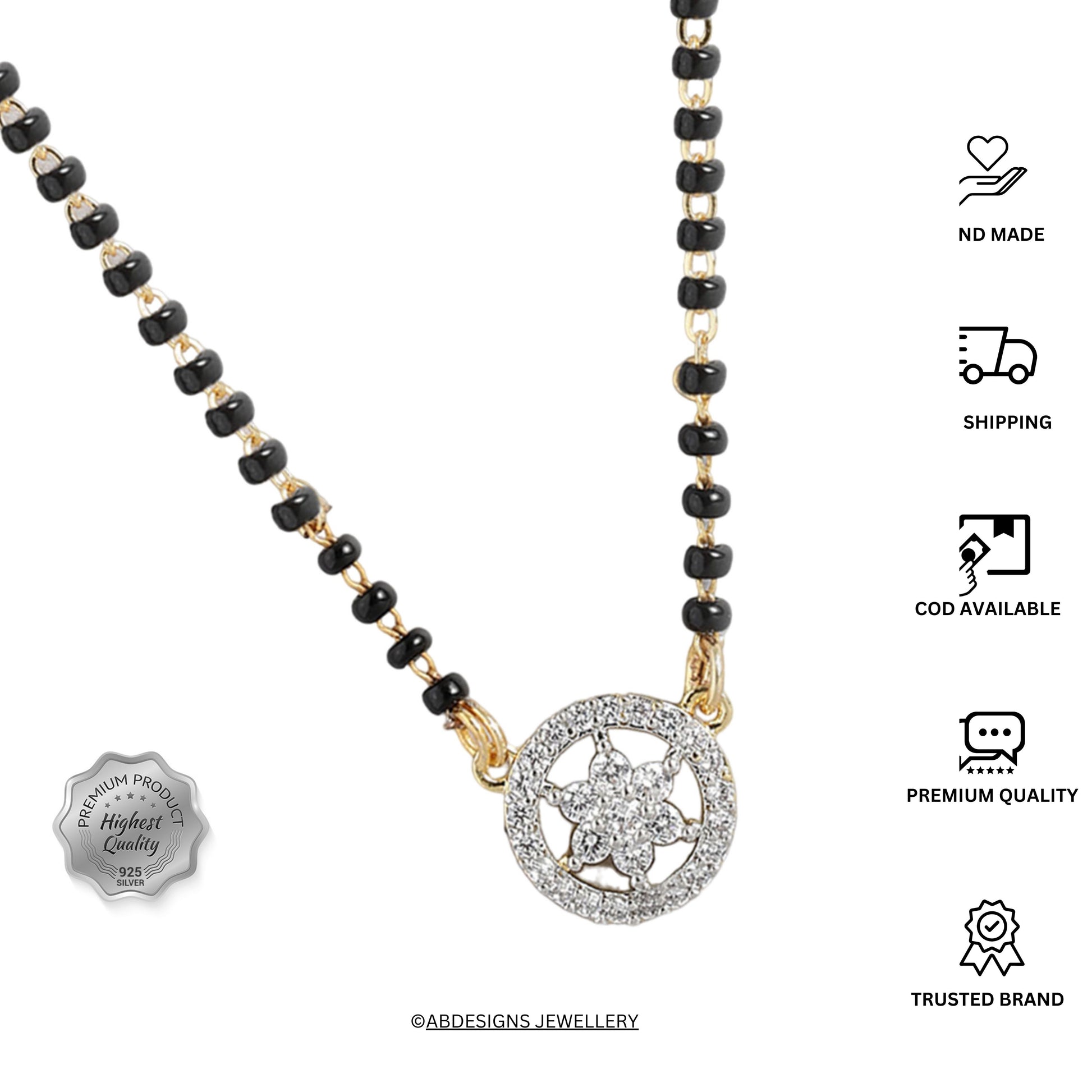 Round White Dimond 925 Mangalsutra