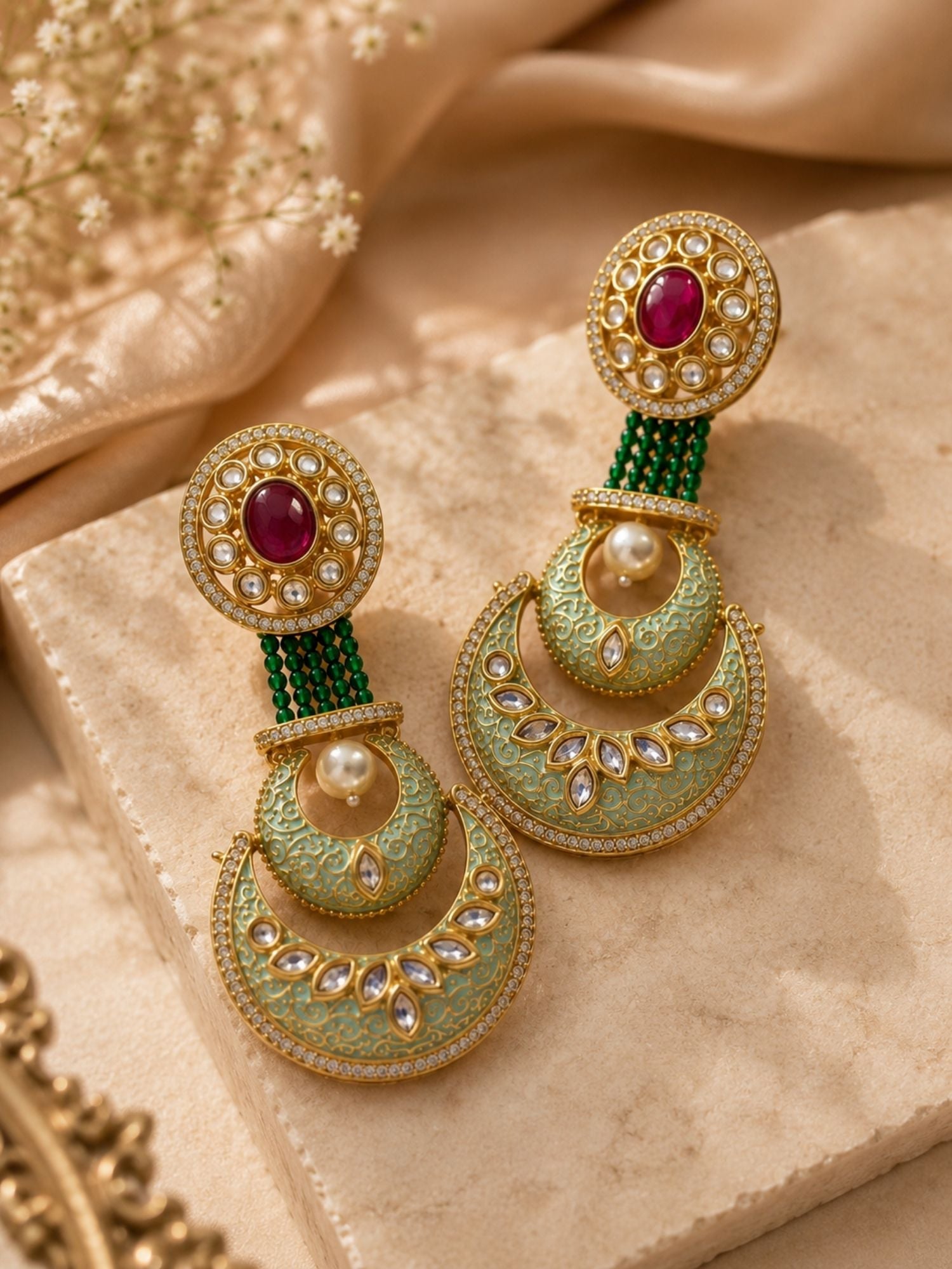 Chandbali Earrings in Gold Finish – Festive Wear | Abdesigns Jewellery