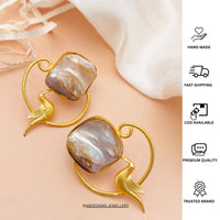 Thumbnail for Glamorous Matt Gold Plated Baroque Pearl Earring