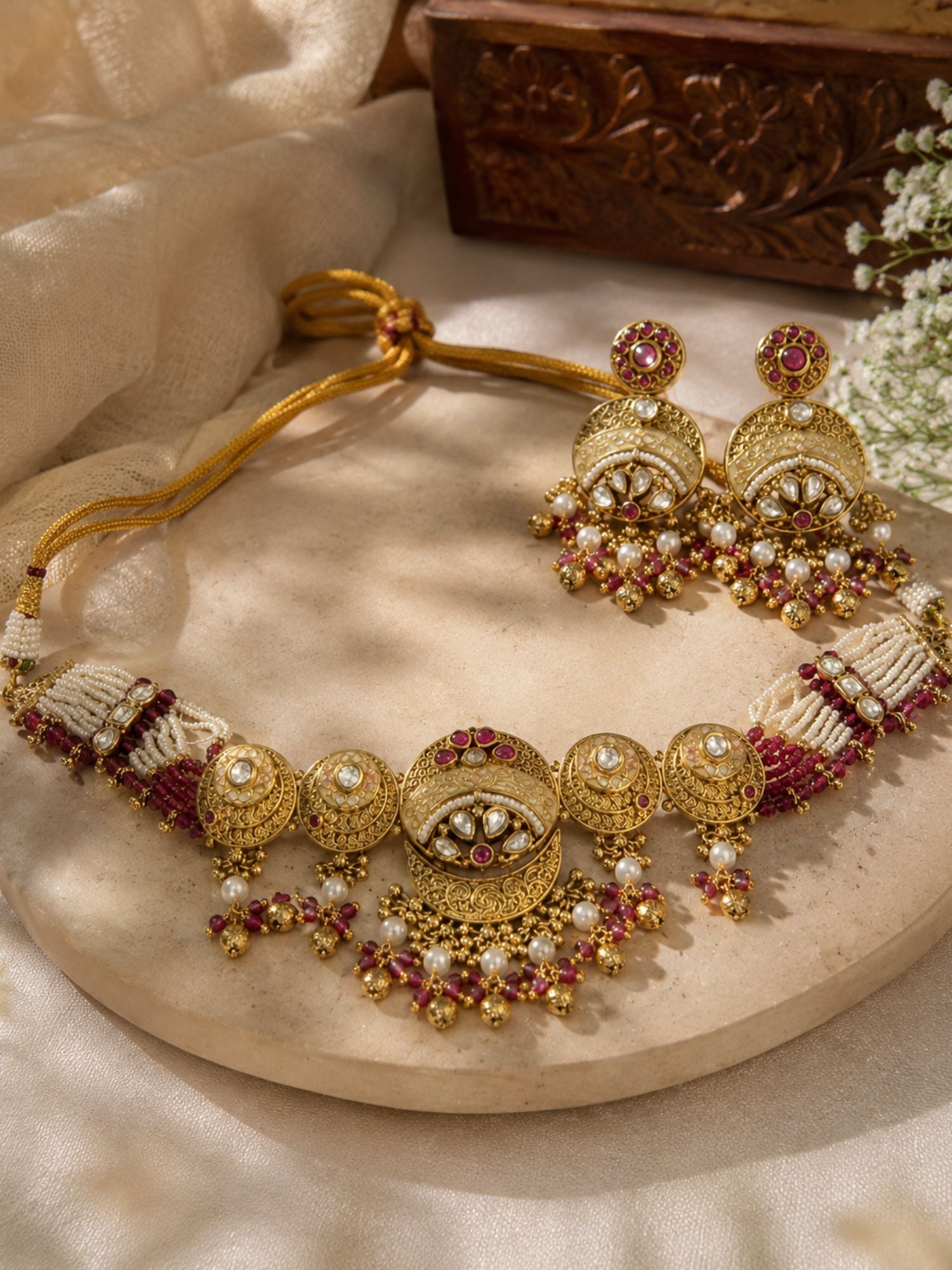 Abdesigns Royal Gold Choker Necklace Set