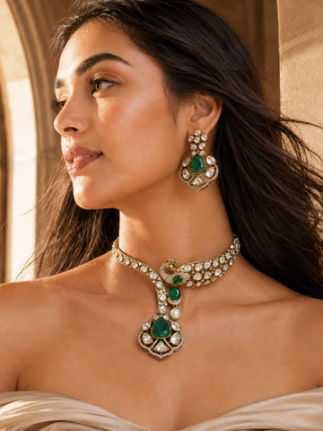 Peacock Kundan Necklace Set Gold Plated | Abdesigns