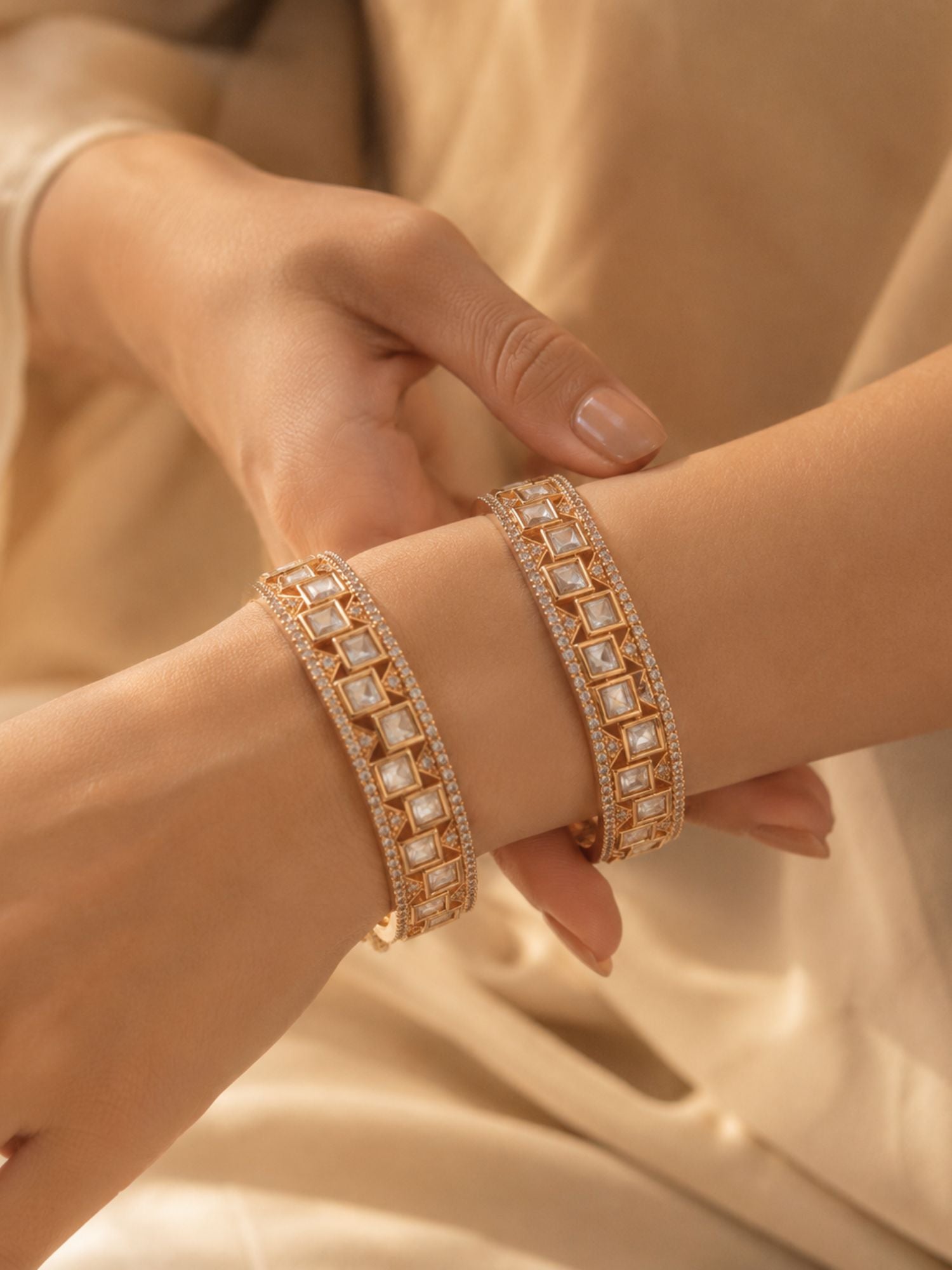 Abdesigns Gold Plated Polki Diamond Bangles