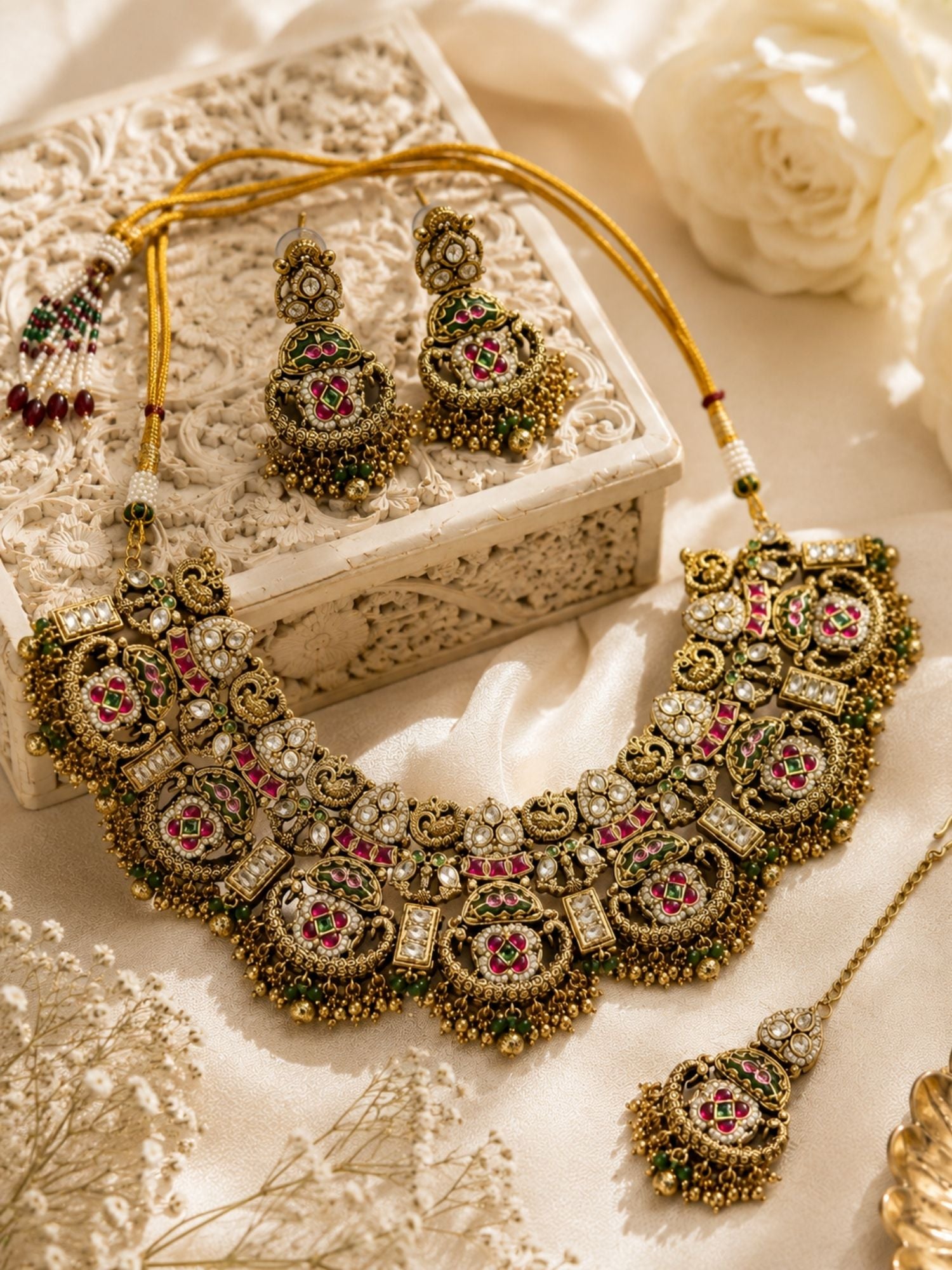 Antique Temple Choker Necklace Set | Abdesigns