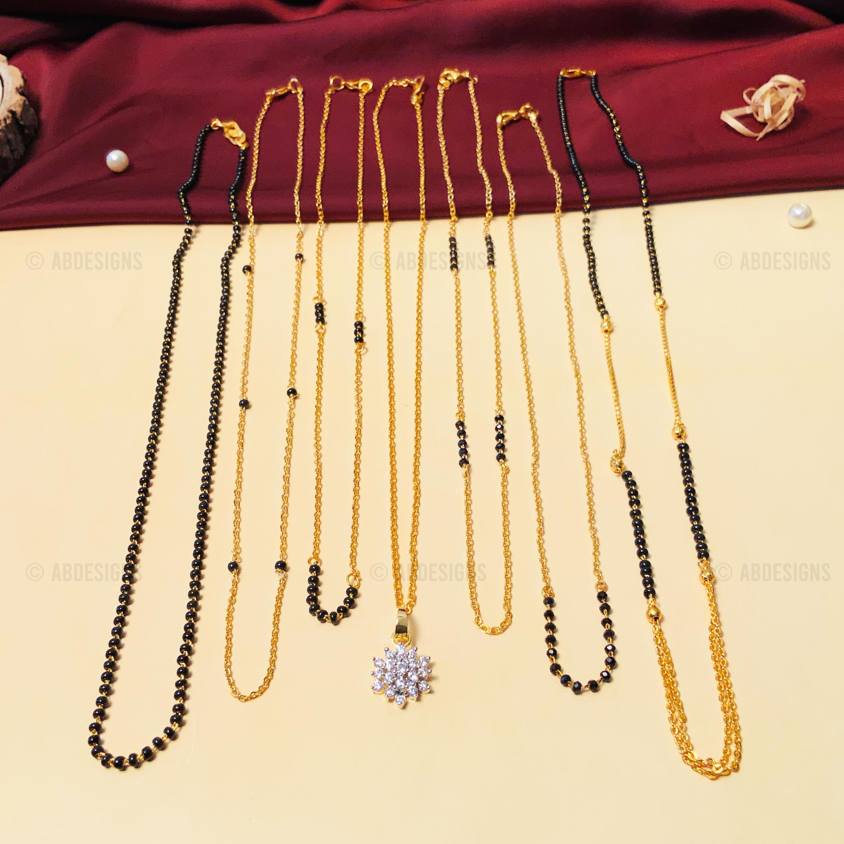 Versatile High Quality Gold Plated American Diamond Mangalsutra Combo