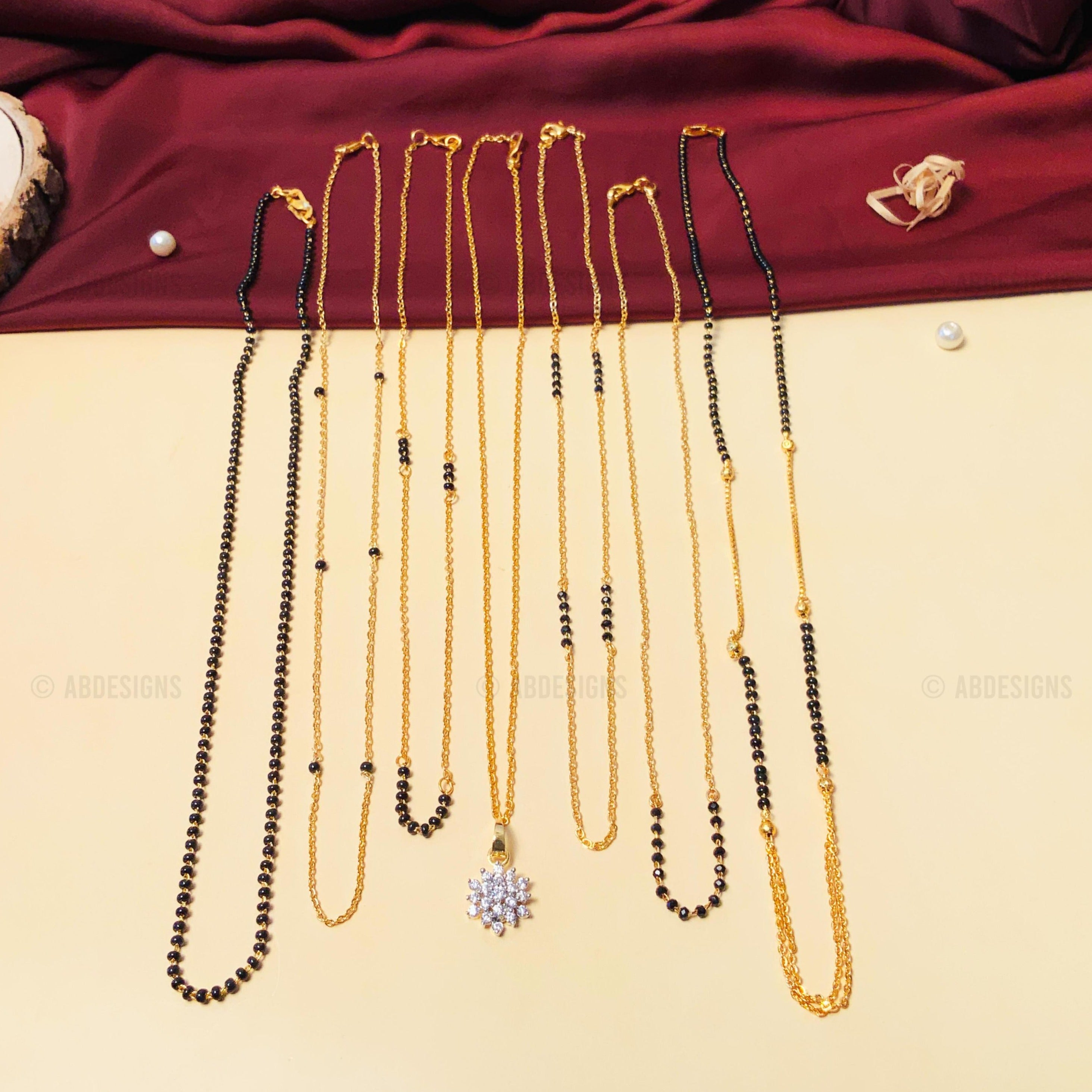 Versatile High Quality Gold Plated American Diamond Mangalsutra Combo