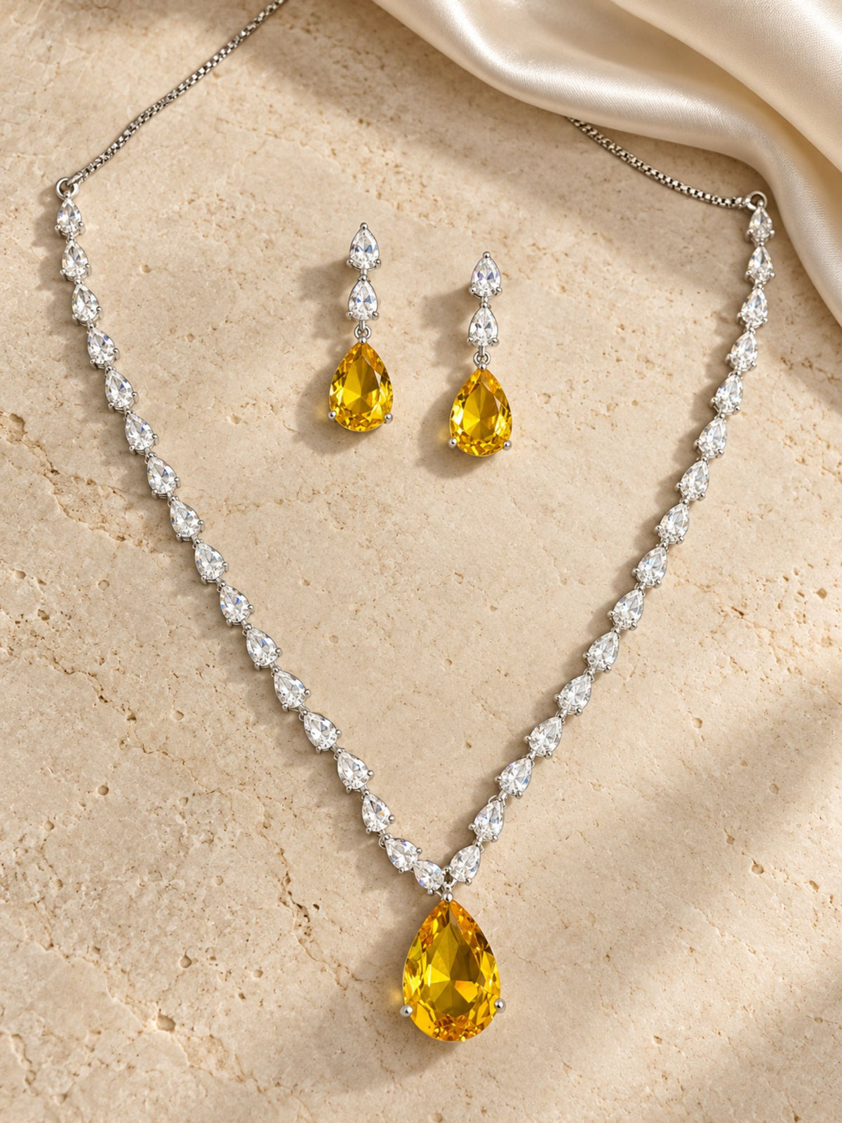 Luxury Elegant American Diamond Pendant Set | Abdesigns