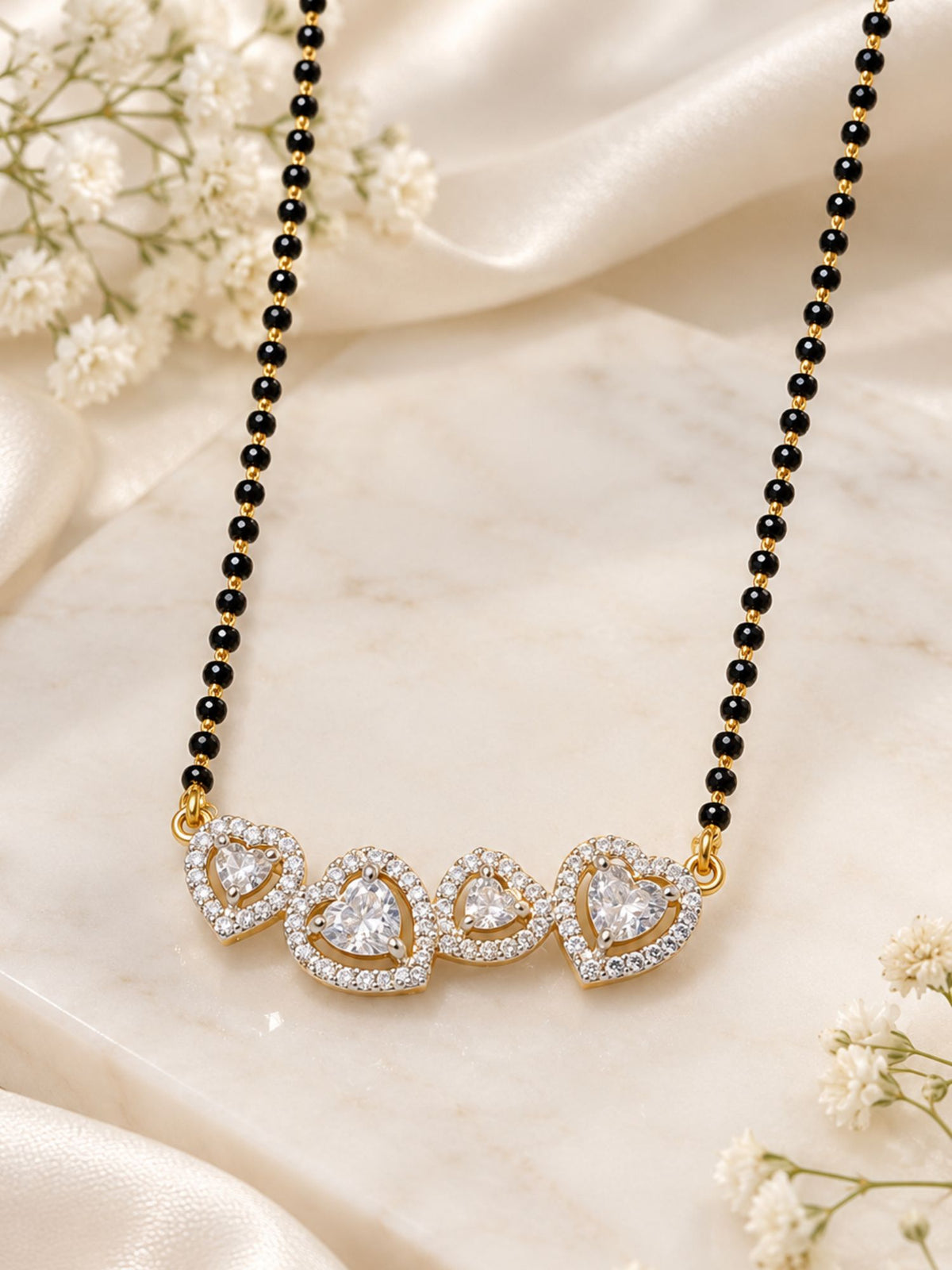 Set of 2 AD Stone Minimal Mangalsutra Combo | Abdesigns Jewellery