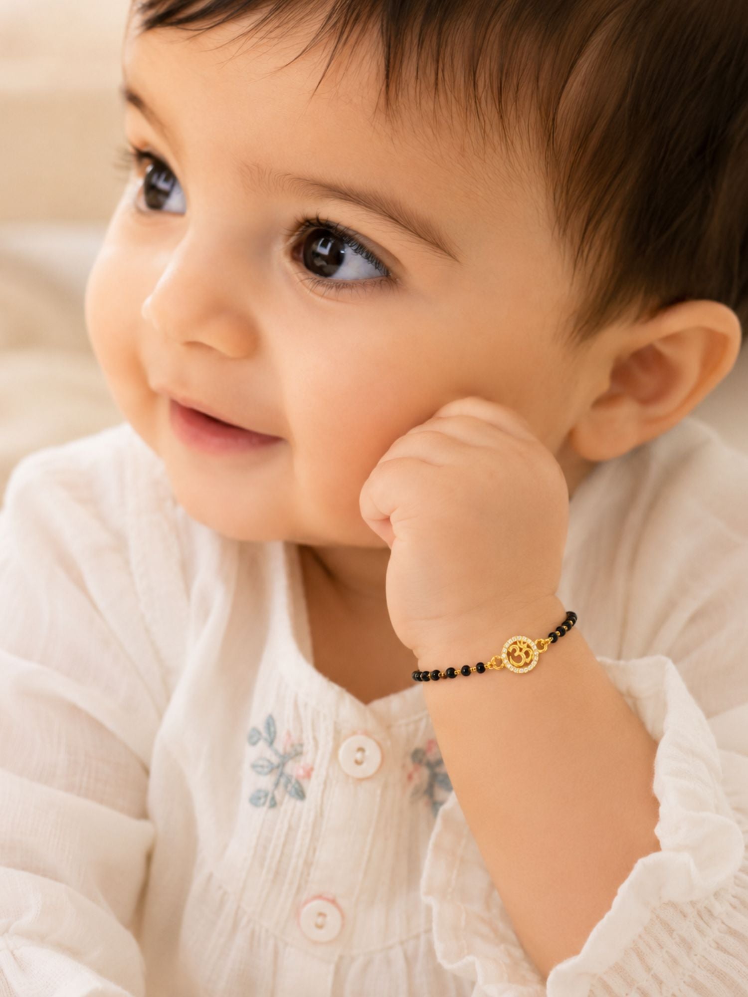 925 Sterling Silver Gold Plated Om Baby Nazariya Bracelet