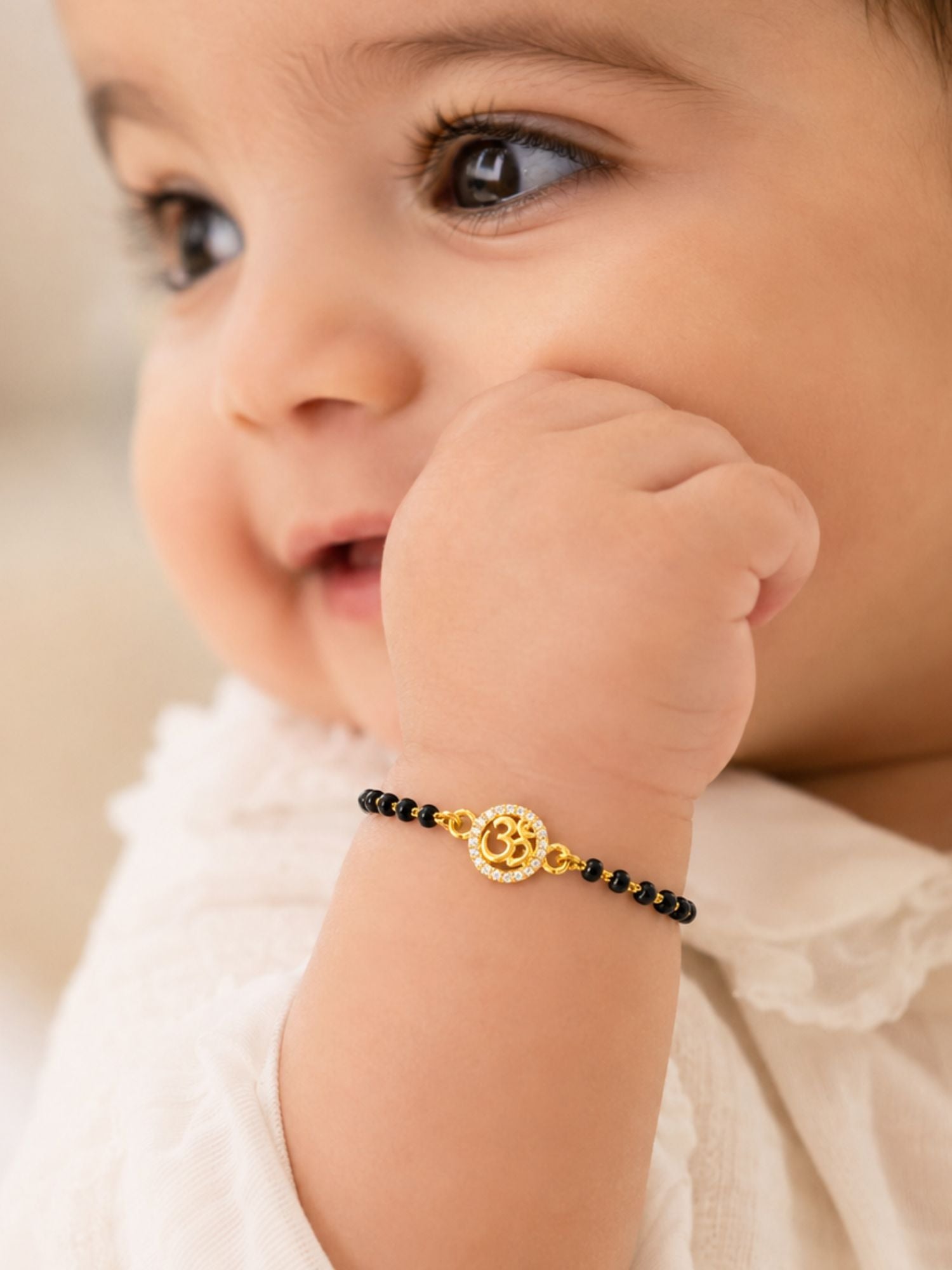 925 Sterling Silver Gold Plated Om Baby Nazariya Bracelet