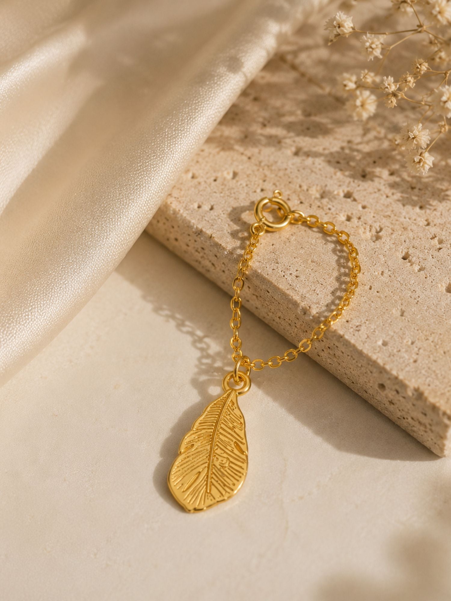 925 Sterling Silver Gold Plated Feather Watch Charm