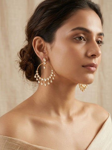 Abdesignsjewellery Polki Hoop Earrings with Dangler Drops