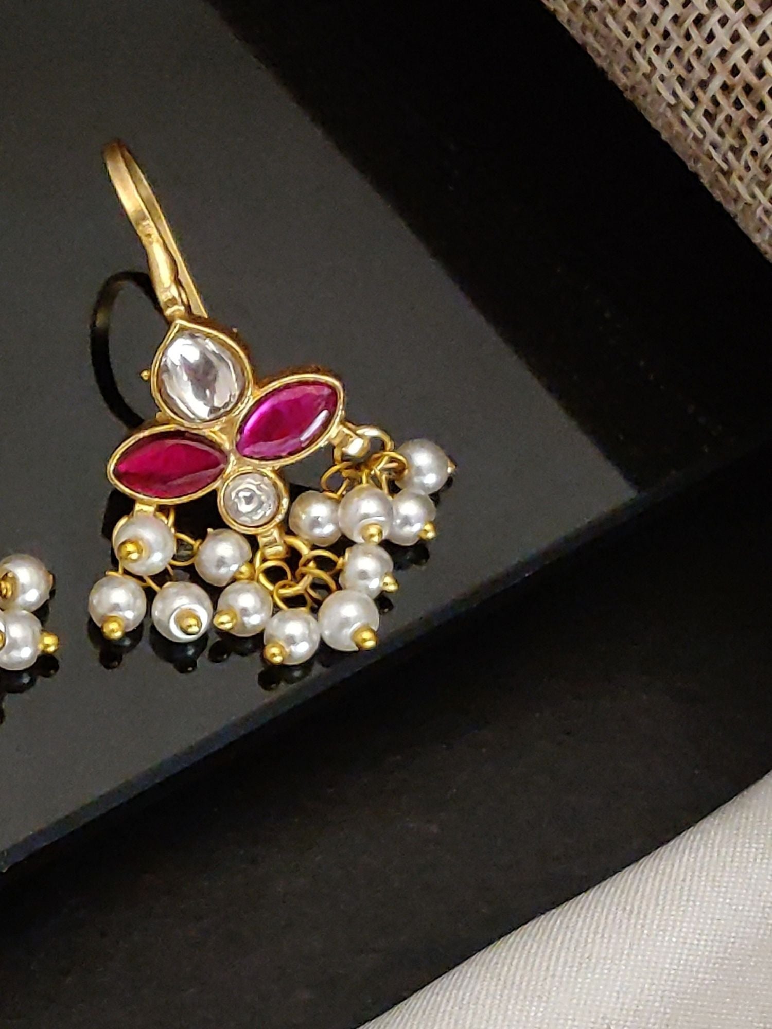 Abdesigns Gold Plated Kempstone Studed Bugadi Earring