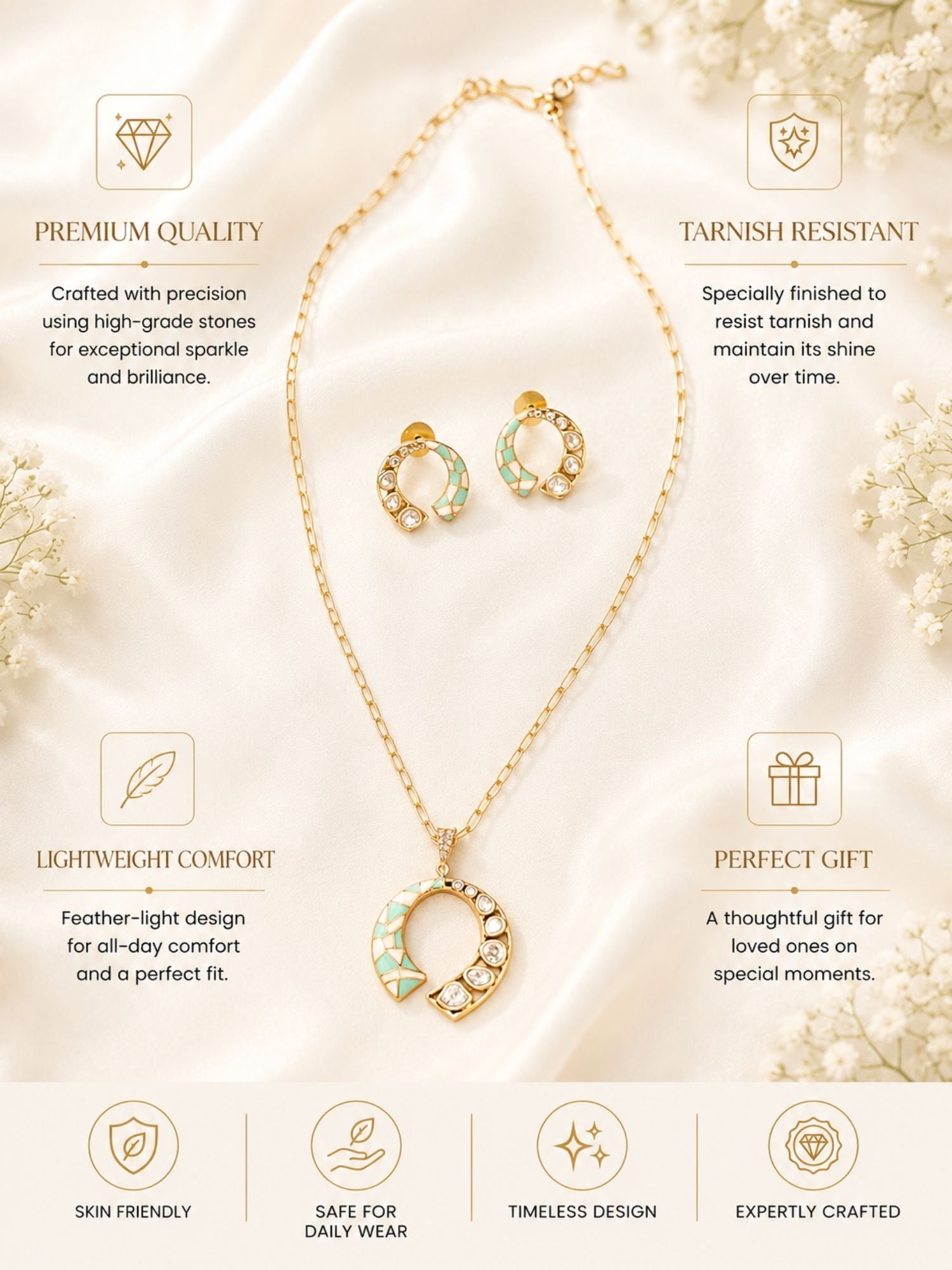 Gold Plated Meenakari Intrude Kundan Polki  Pendant Set | Abdesigns