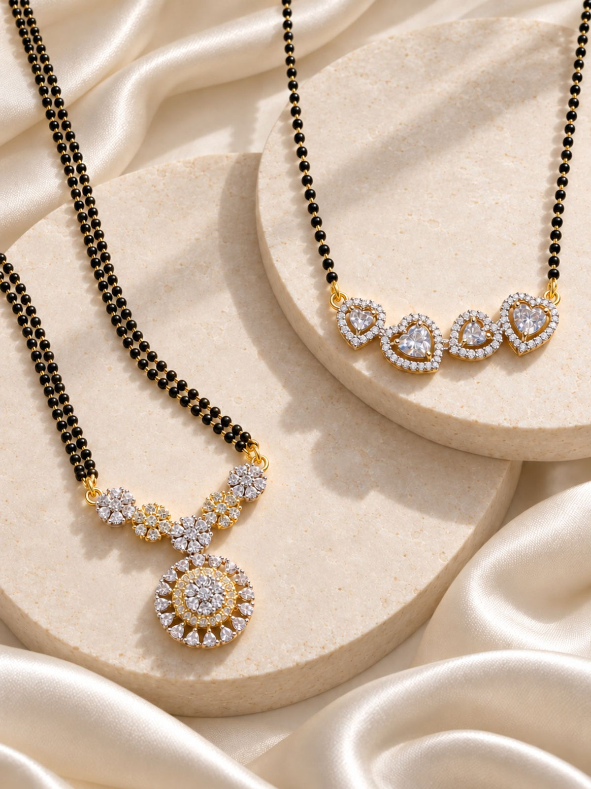 Set of 2 AD Stone Minimal Mangalsutra Combo | Abdesigns Jewellery