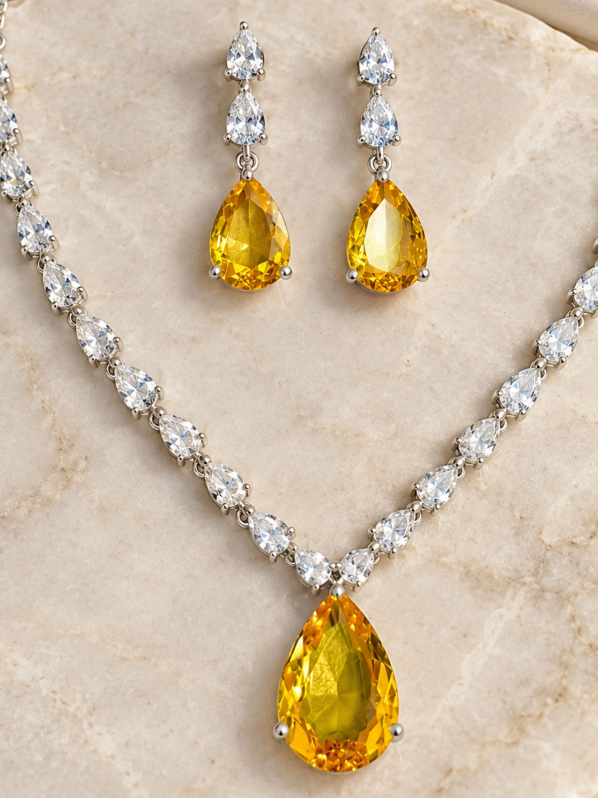 Luxury Elegant American Diamond Pendant Set | Abdesigns
