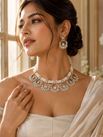 Pearl Choker Necklace Set in Gold Plating – Bridal | Abdesigns