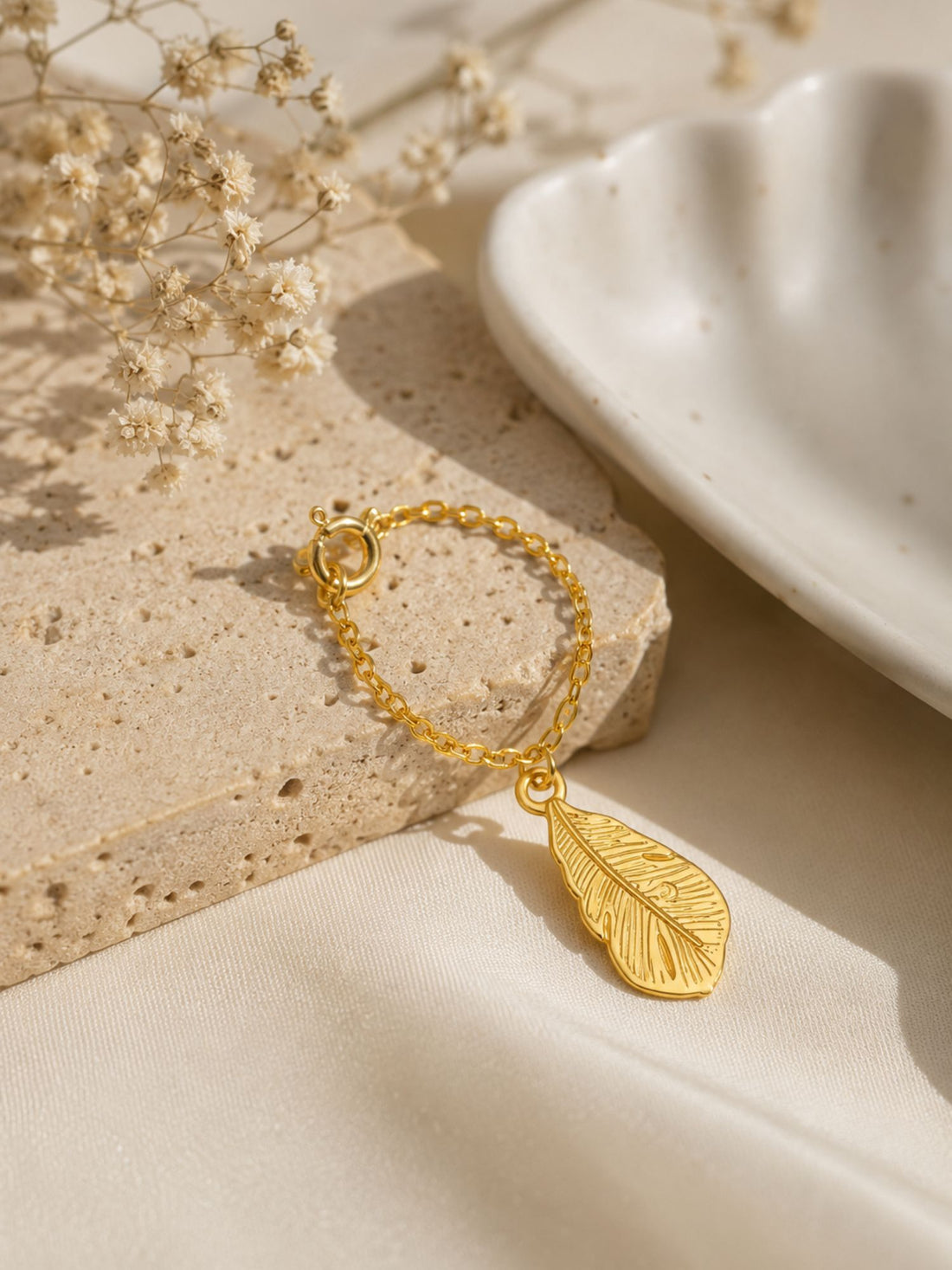 925 Sterling Silver Gold Plated Feather Watch Charm