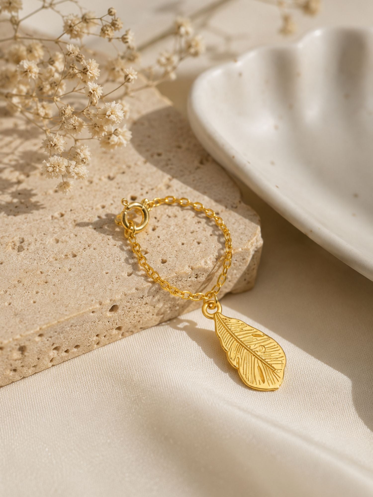925 Sterling Silver Gold Plated Feather Watch Charm