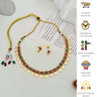 Thumbnail for Beautiful Antique Golden Plated Matt Finish Necklace Set