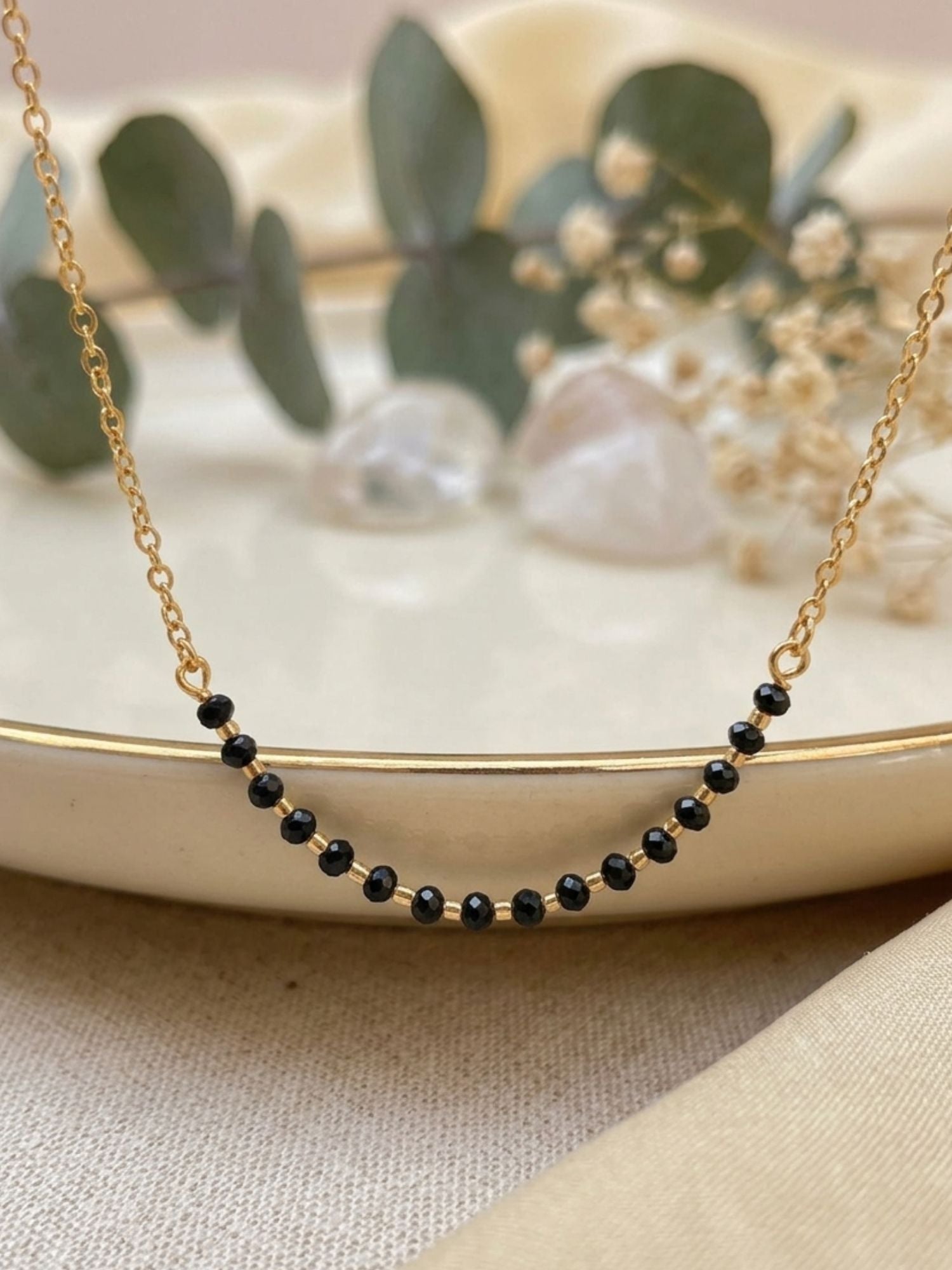 Black Beads Mangalsutra in Gold Plating – Minimal Daily Wear | Abdesigns
