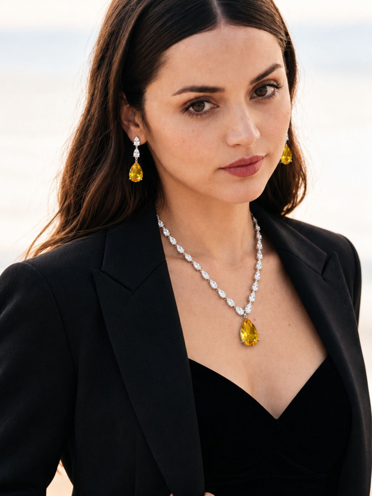 Luxury Elegant American Diamond Pendant Set | Abdesigns
