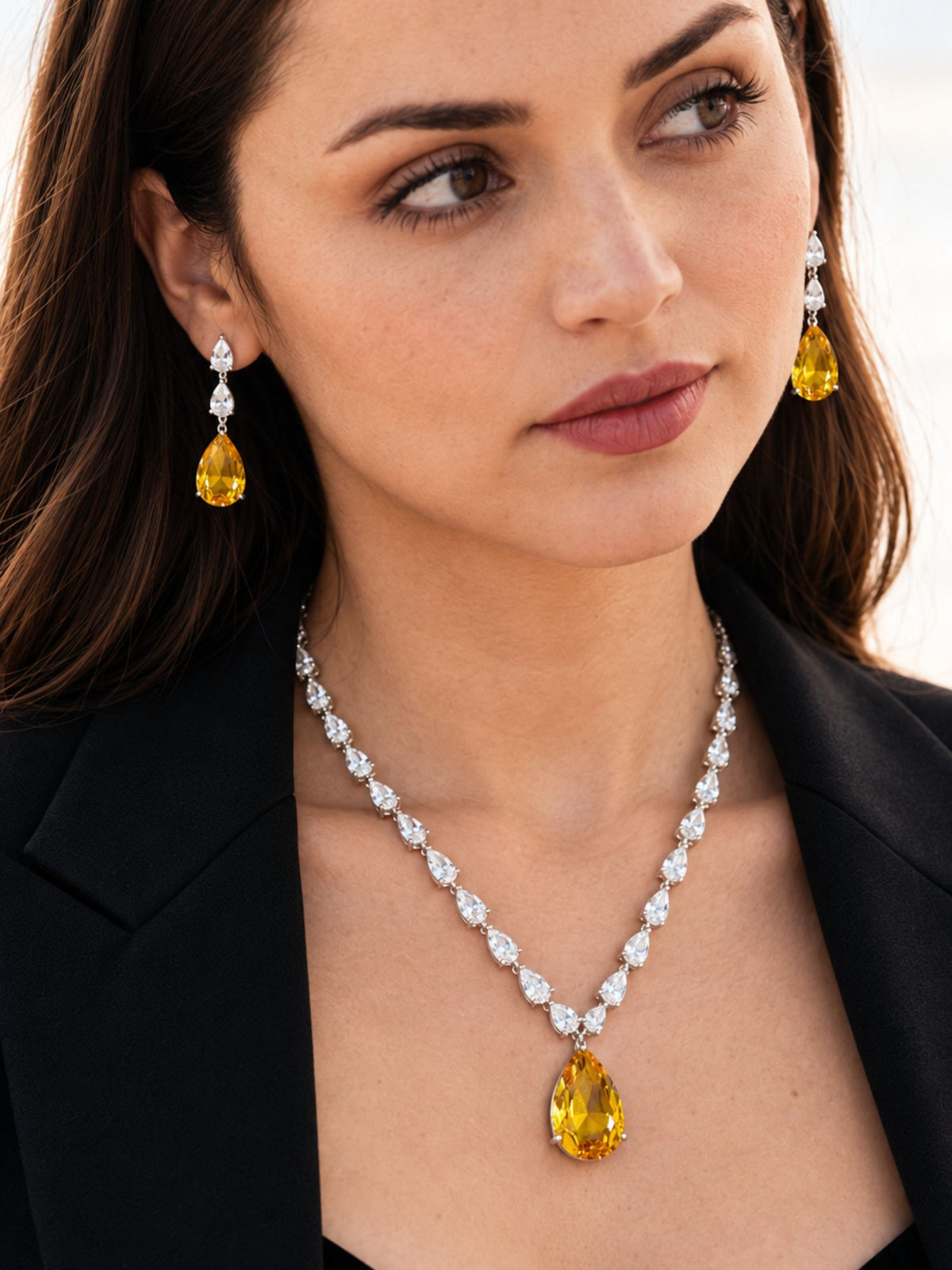 Luxury Elegant American Diamond Pendant Set | Abdesigns