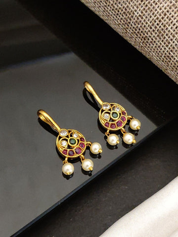 Abdesigns Gold Plated Kempstone Studed Bugadi Earring