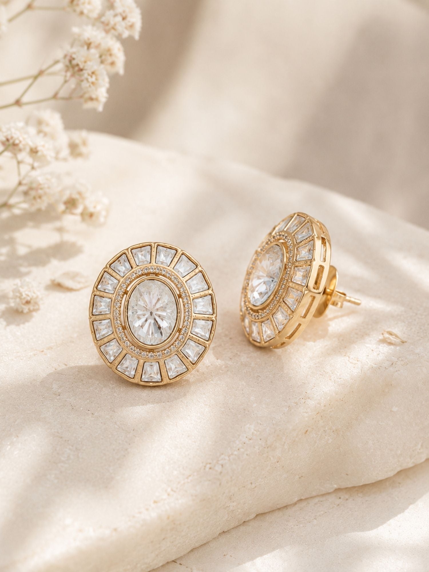 Gold Plated Polki Kundan Stud Earrings