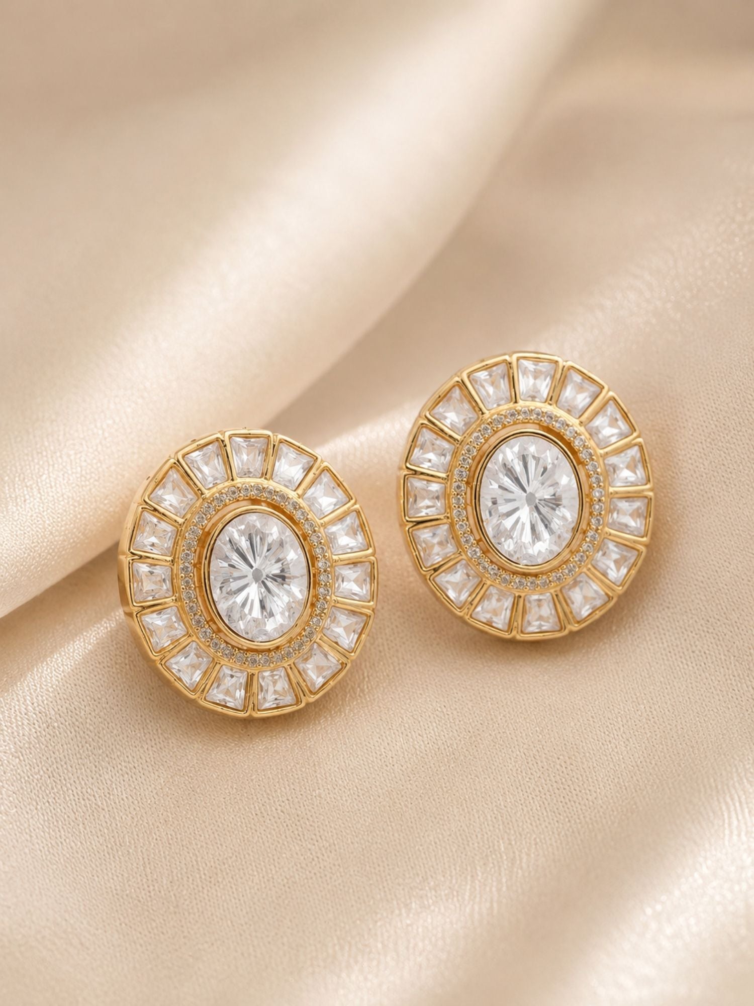 Gold Plated Polki Kundan Stud Earrings