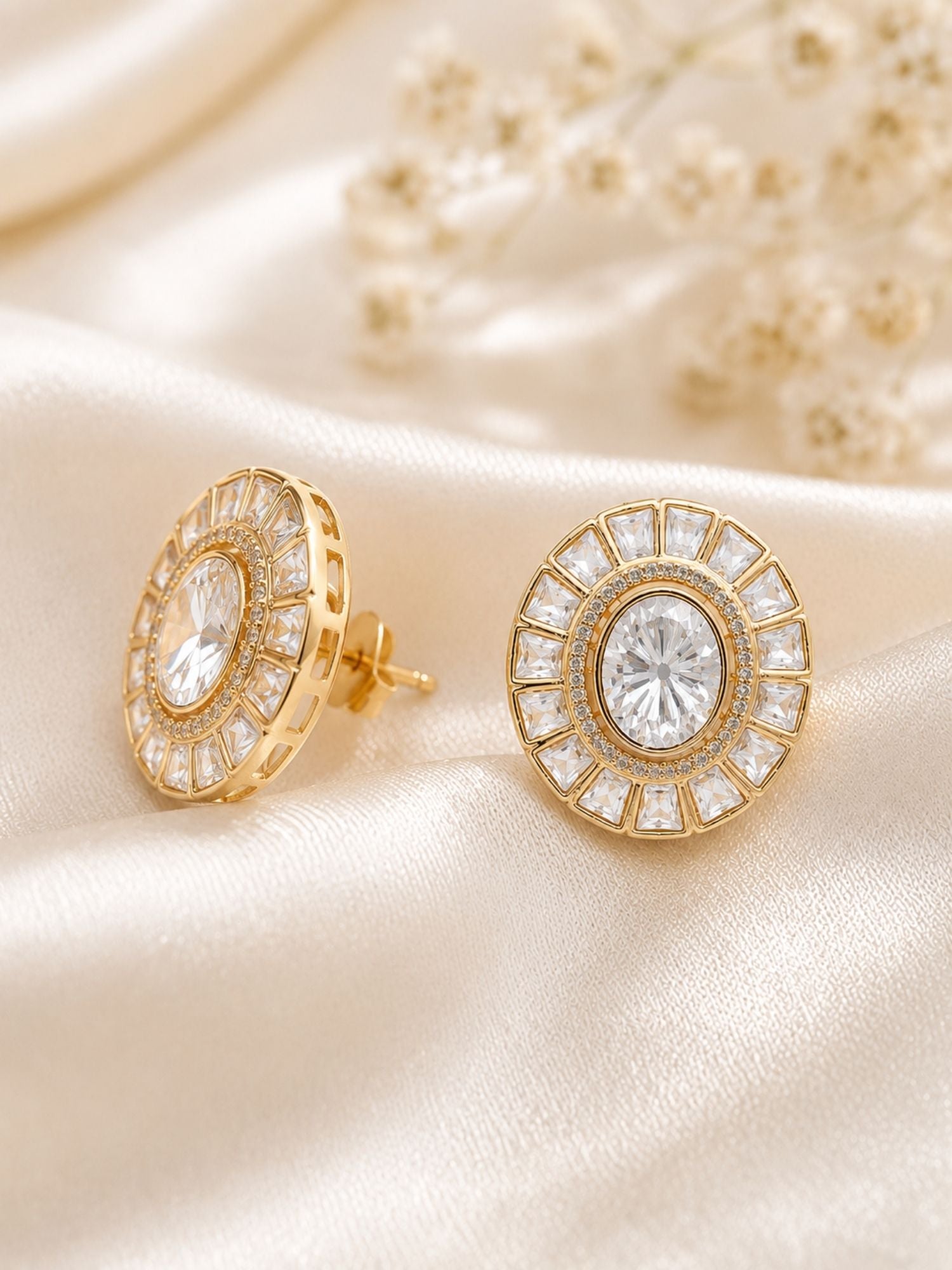 Gold Plated Polki Kundan Stud Earrings