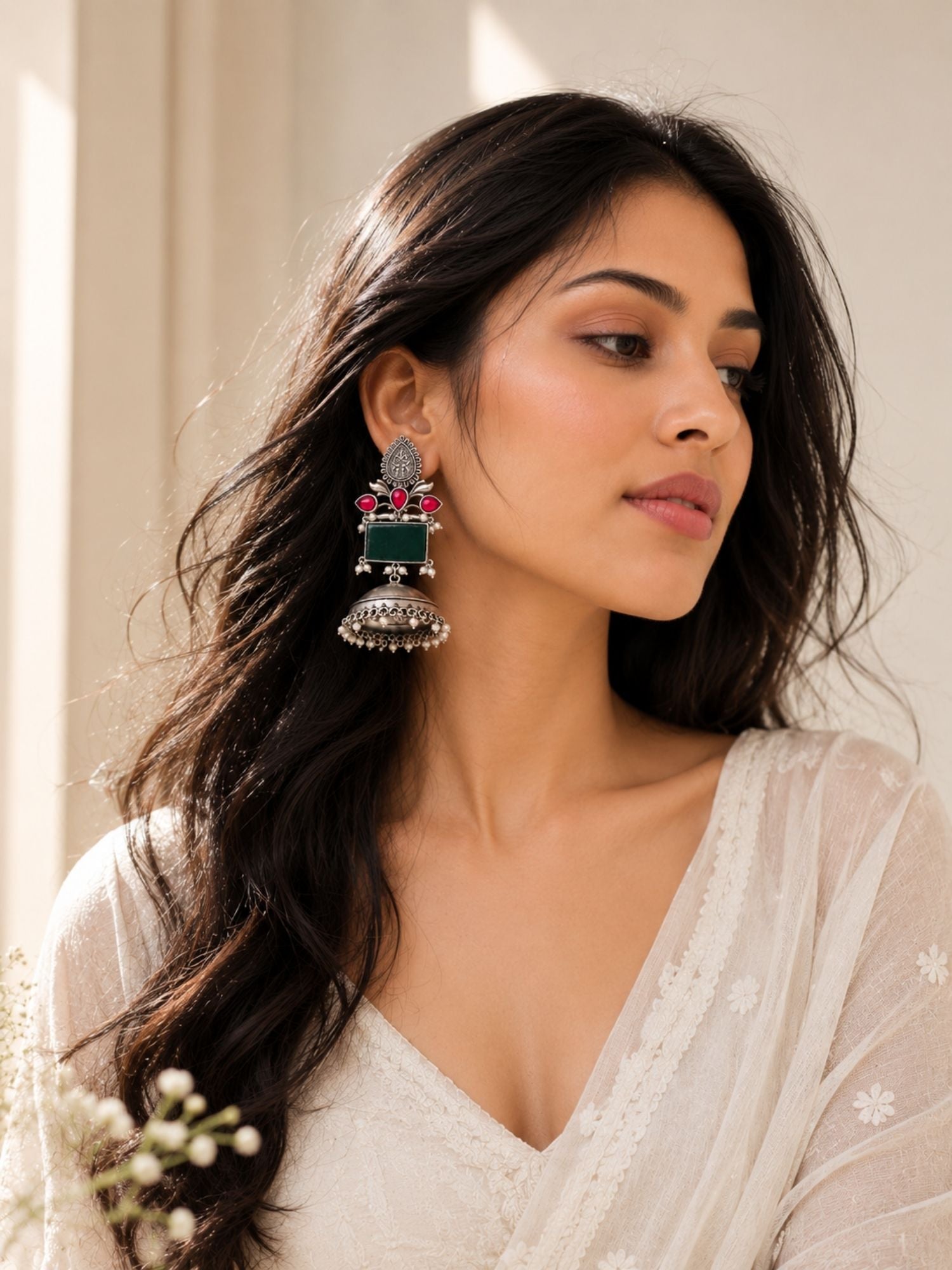 Oxidised Jhumka Earrings in German Silver – Festive | Abdesigns