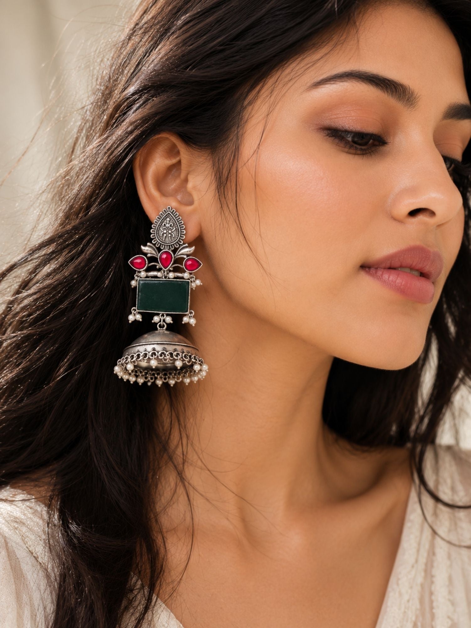 Oxidised Jhumka Earrings in German Silver – Festive | Abdesigns