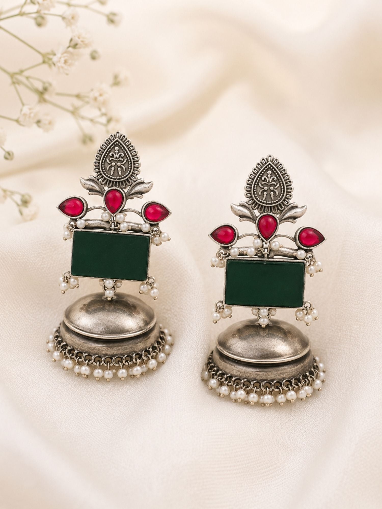 Oxidised Jhumka Earrings in German Silver – Festive | Abdesigns