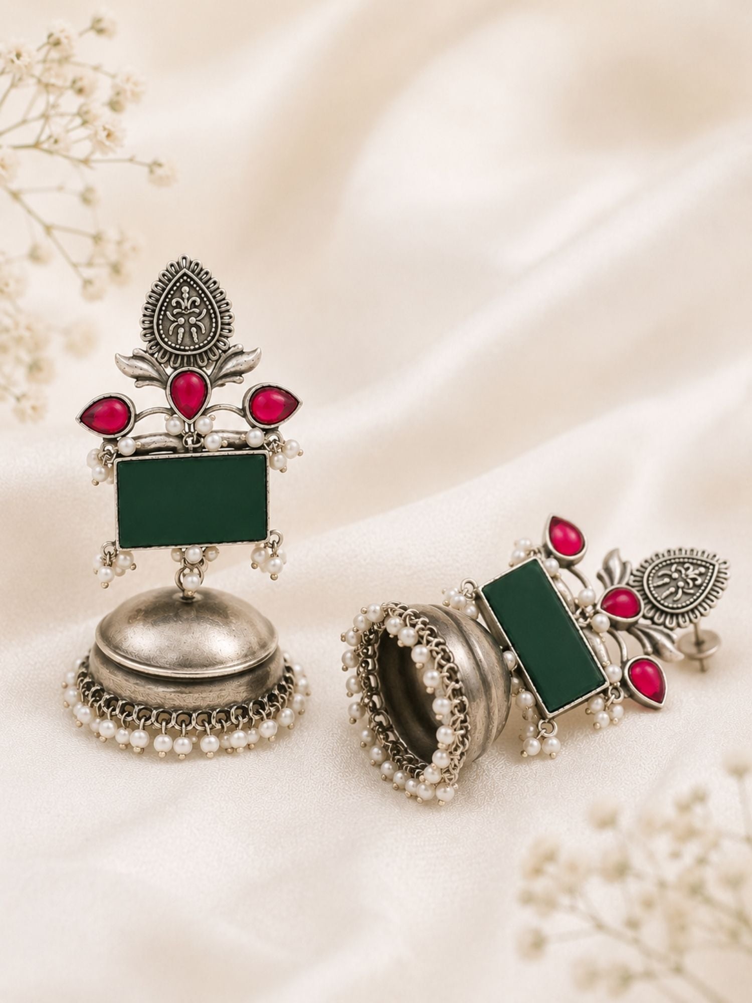 Oxidised Jhumka Earrings in German Silver – Festive | Abdesigns