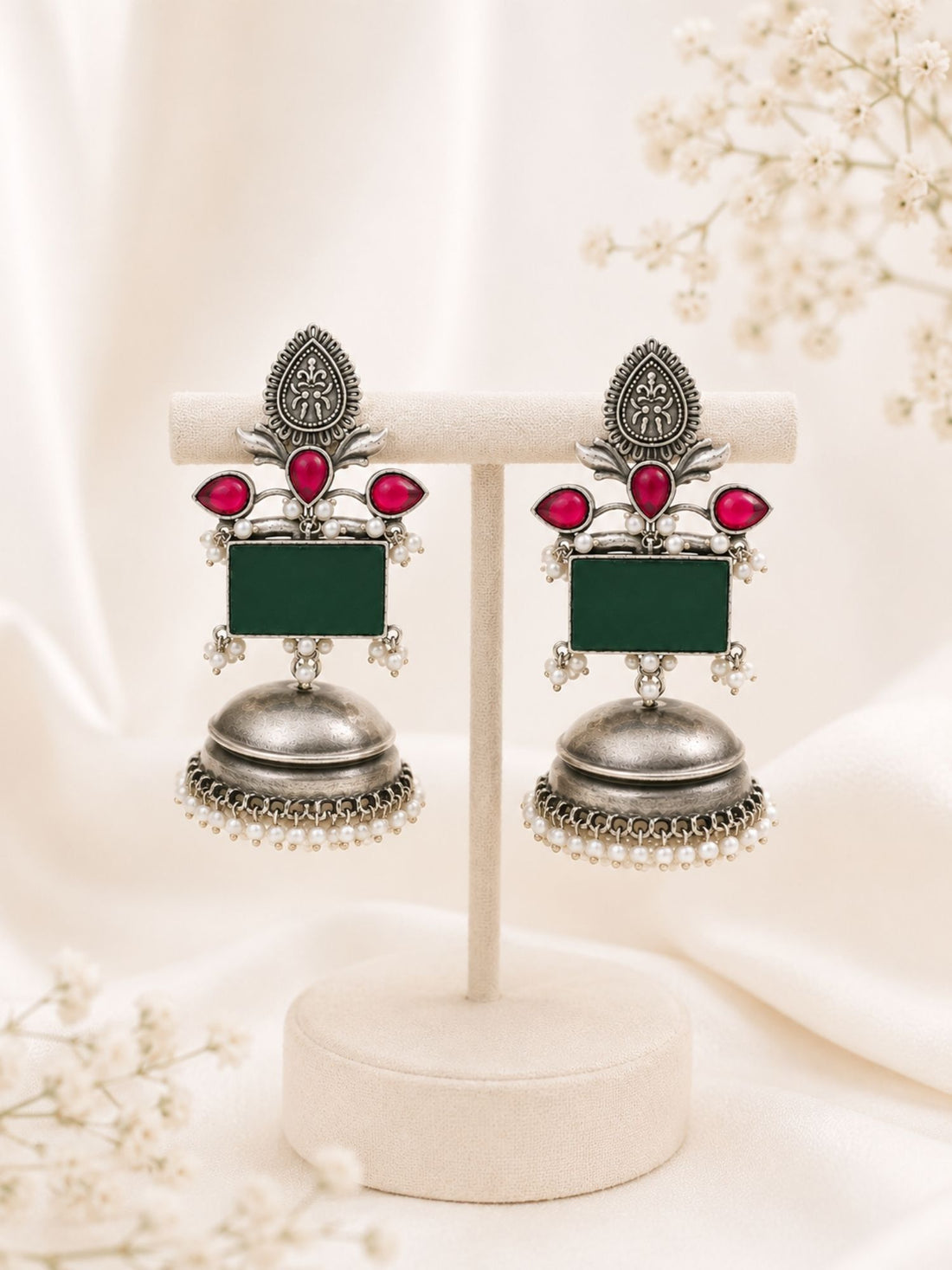 Oxidised Jhumka Earrings in German Silver – Festive | Abdesigns