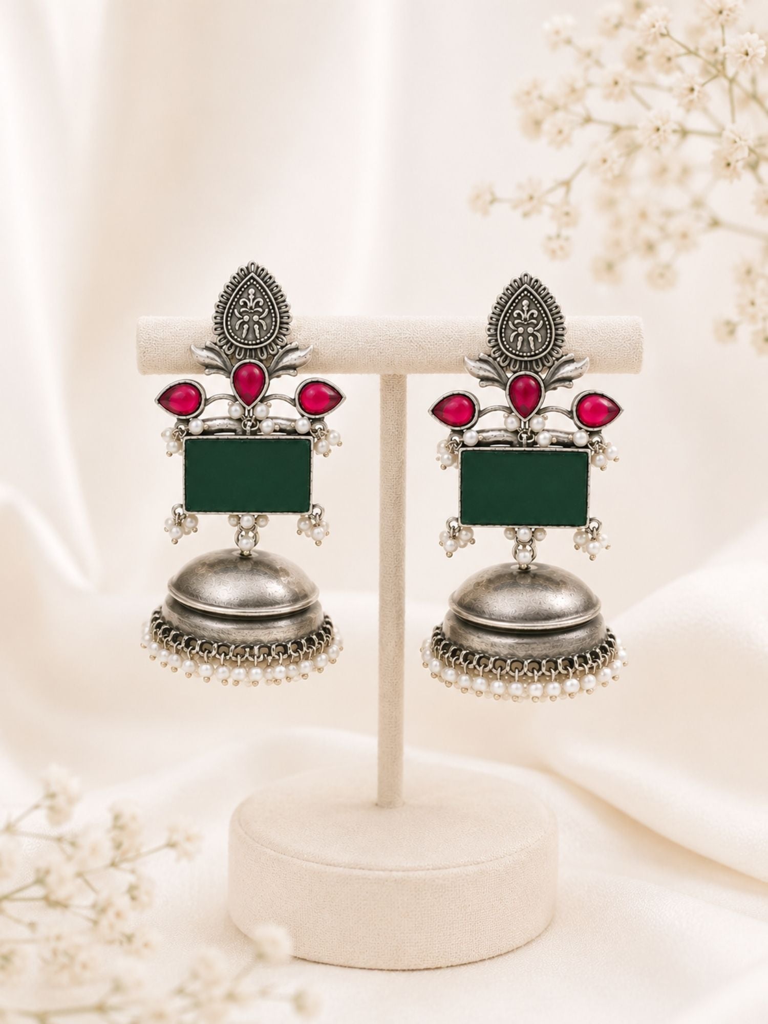 Oxidised Jhumka Earrings in German Silver – Festive | Abdesigns