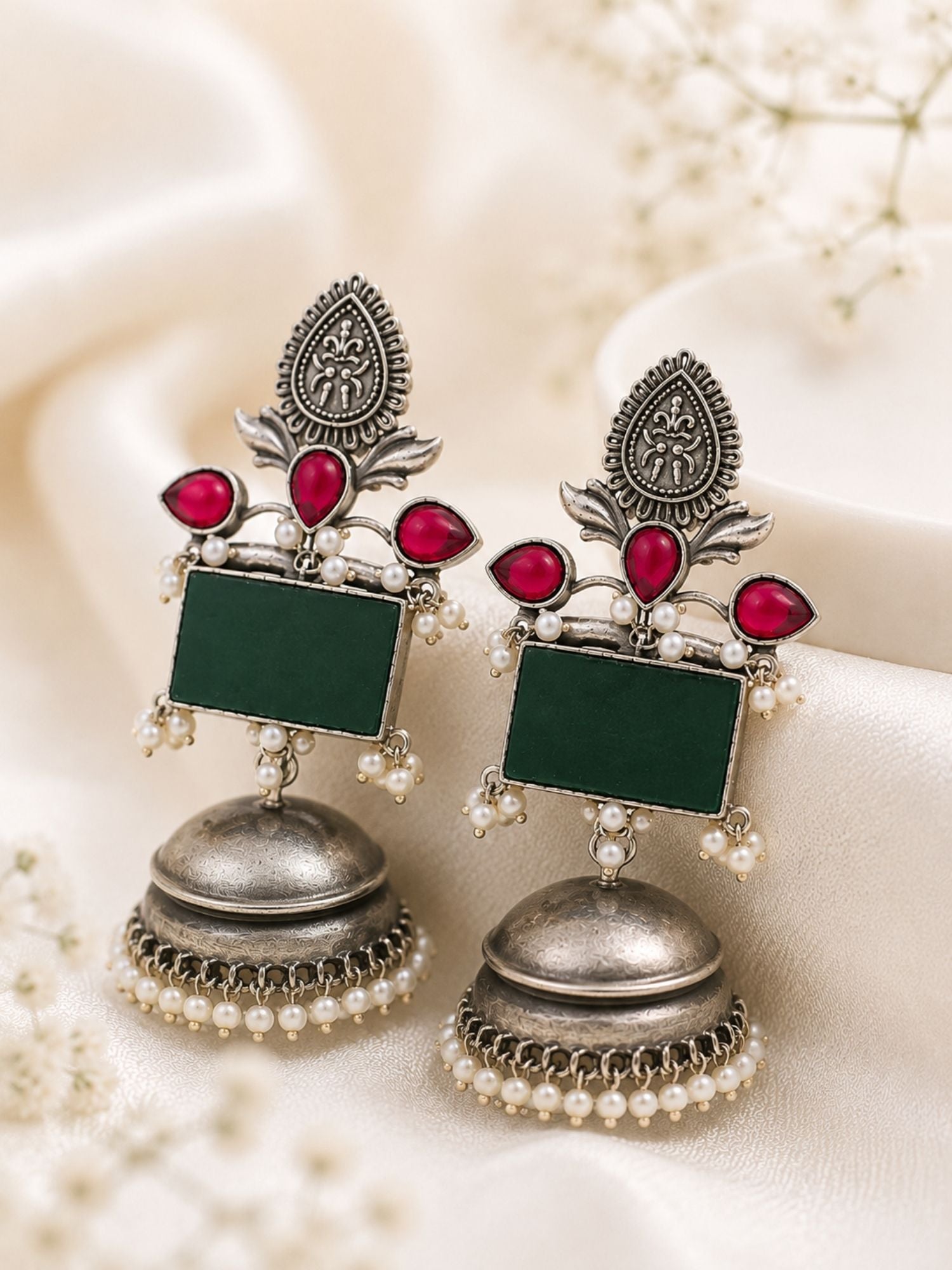 Oxidised Jhumka Earrings in German Silver – Festive | Abdesigns
